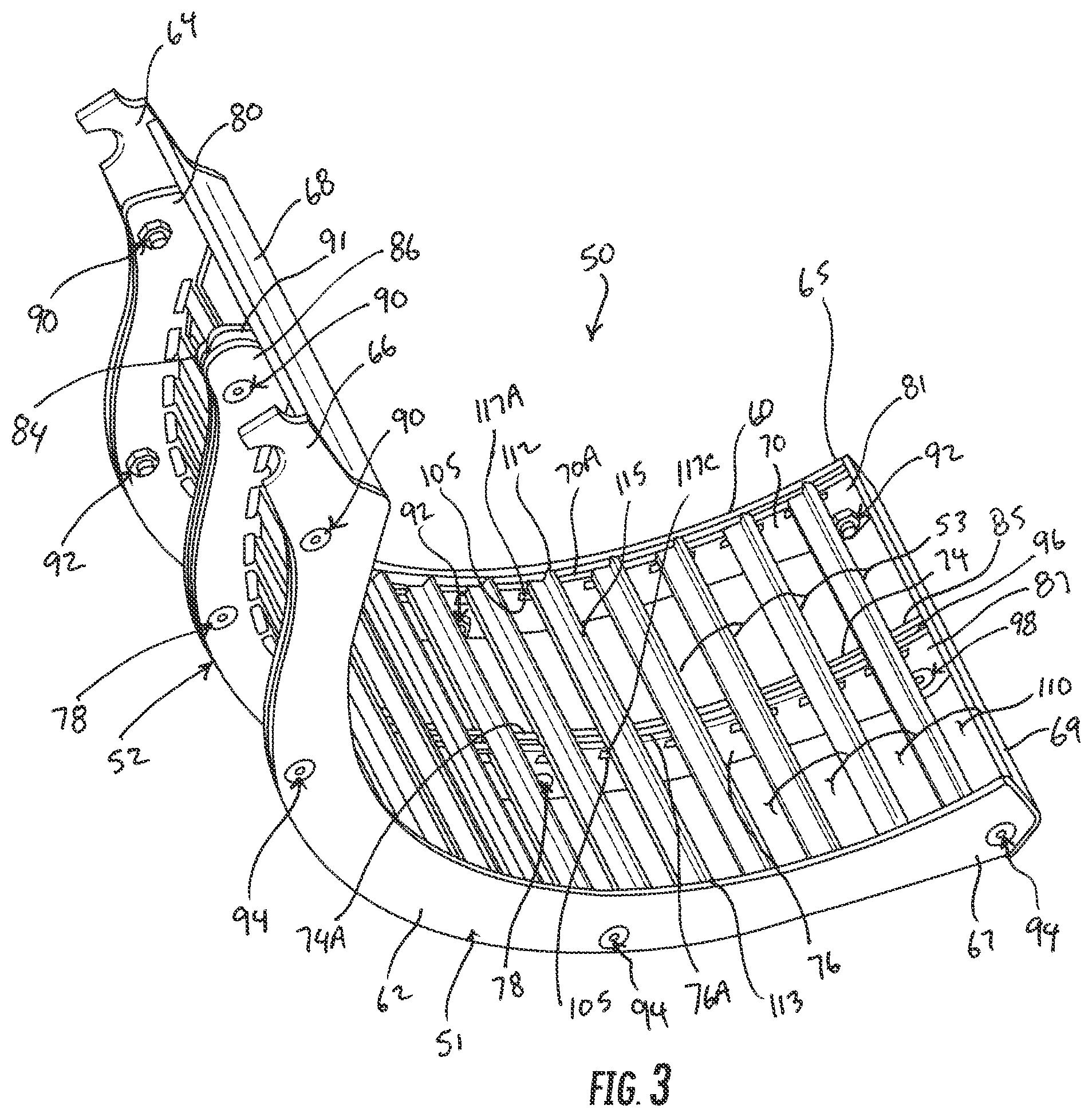 Patent US12302795 Figure 3 – Threshing beds and concave for an agricultural combine formed therewith