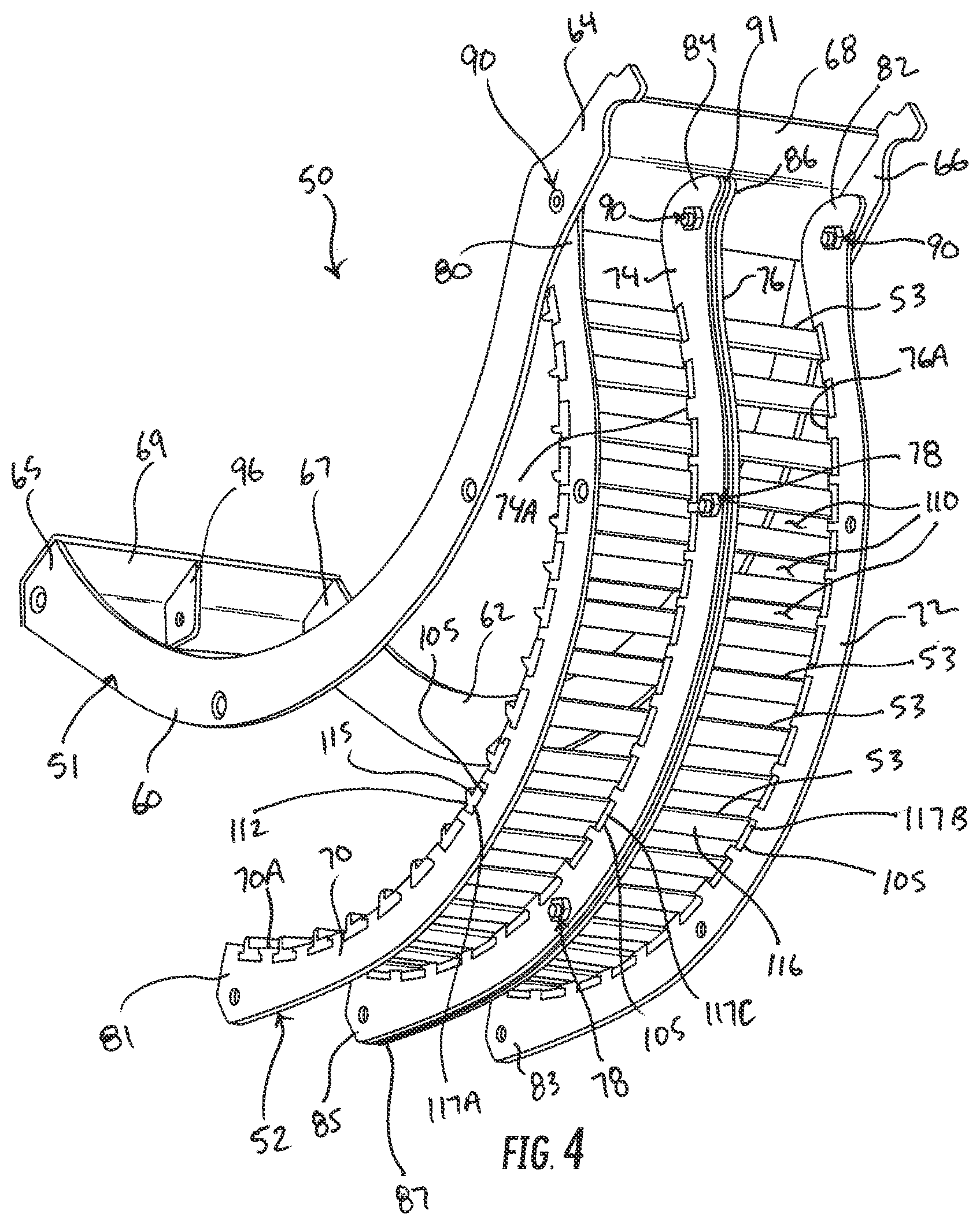 Patent US12302795 Figure 4 – Threshing beds and concave for an agricultural combine formed therewith