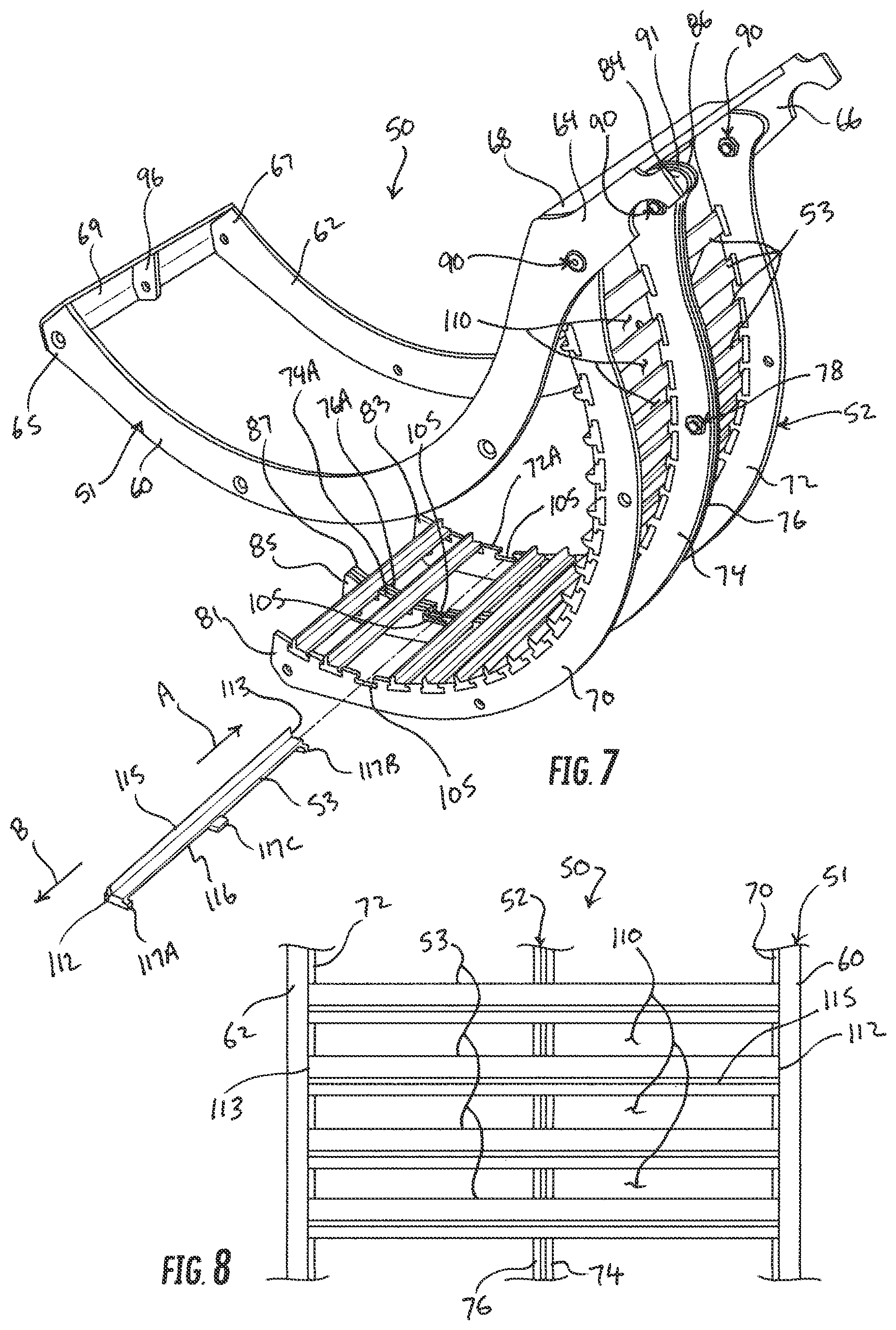 Patent US12302795 Figure 6 – Threshing beds and concave for an agricultural combine formed therewith