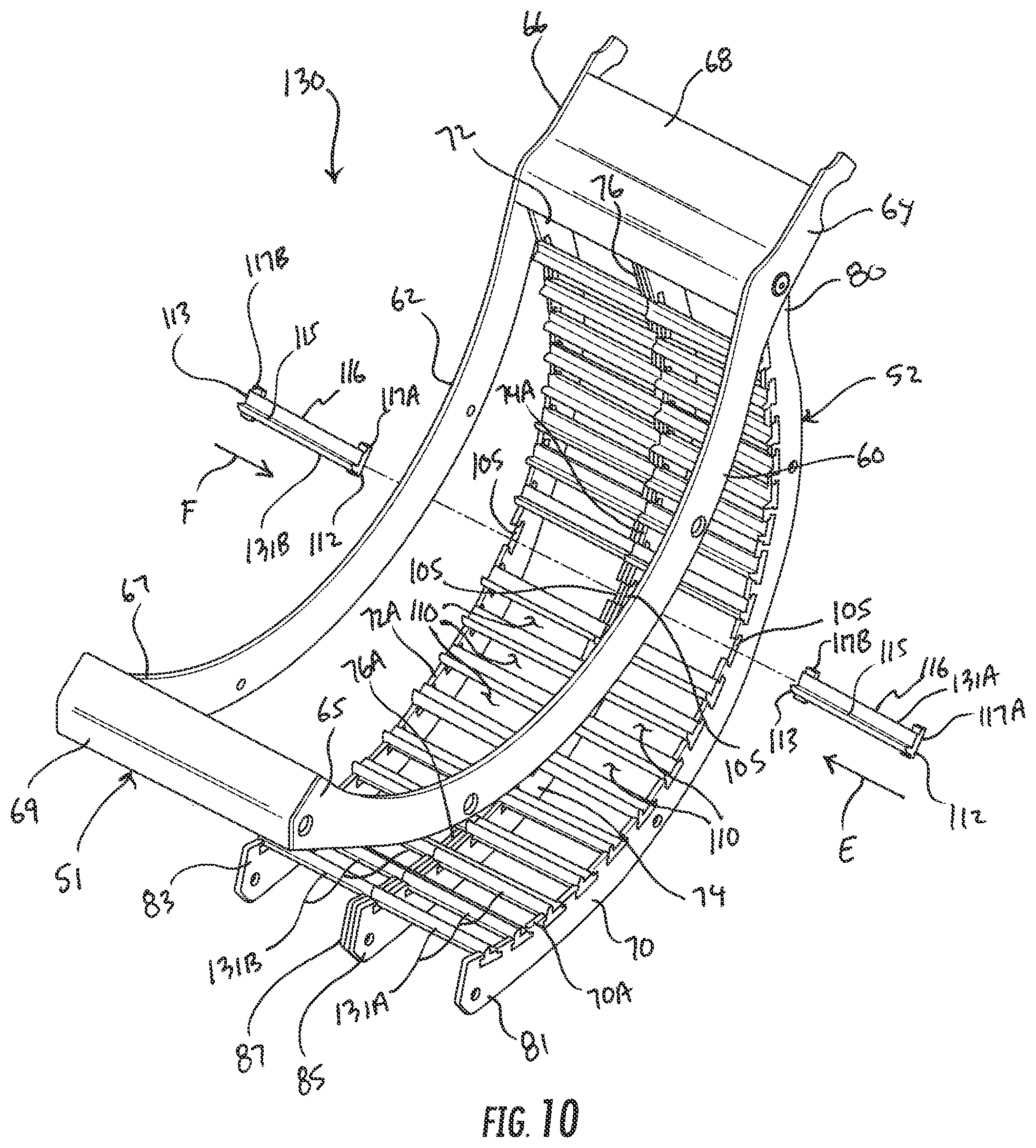 Patent US12302795 Figure 8 – Threshing beds and concave for an agricultural combine formed therewith