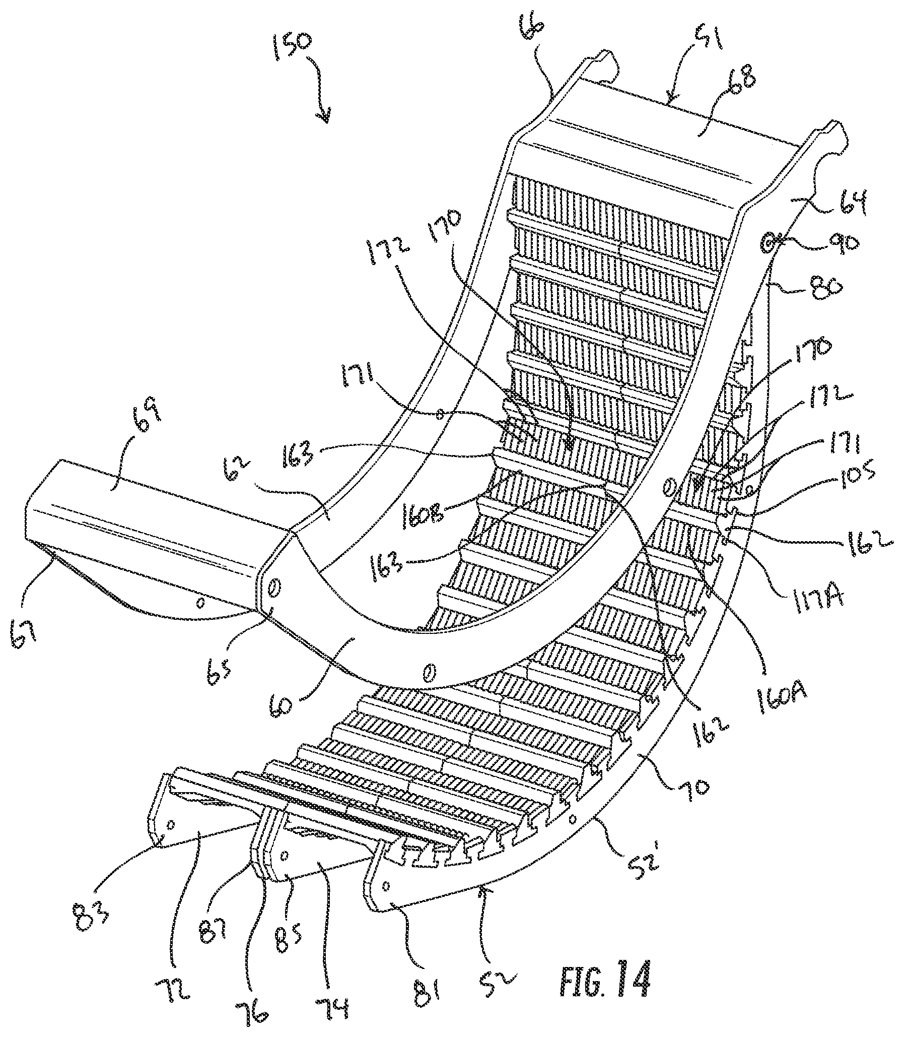 Patent US12302795 Figure 11 – Threshing beds and concave for an agricultural combine formed therewith