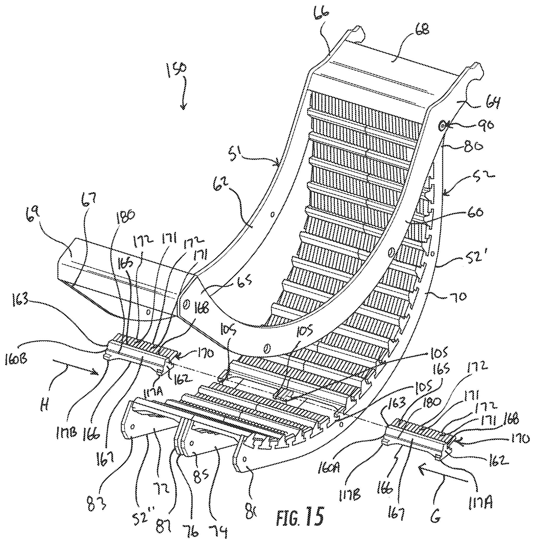 Patent US12302795 Figure 12 – Threshing beds and concave for an agricultural combine formed therewith