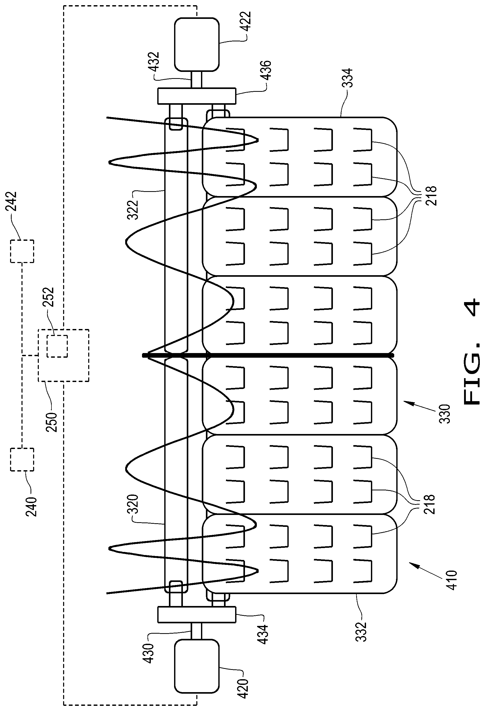 Patent US12302796 Figure 4 – Draper pickup with crop distribution for agricultural baler