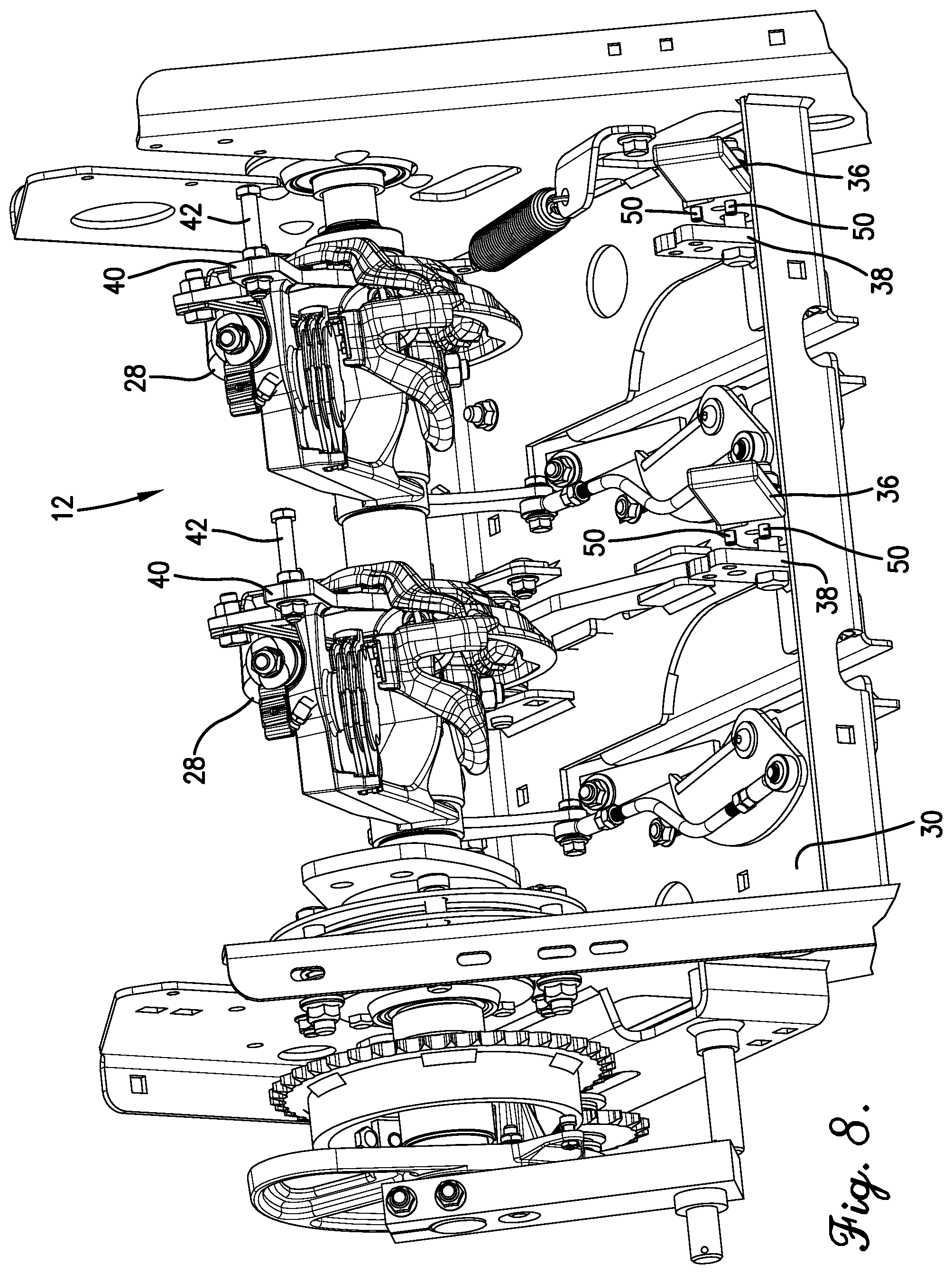 Patent US12302797 Figure 8 – Locking mechanism for knotter assemblies