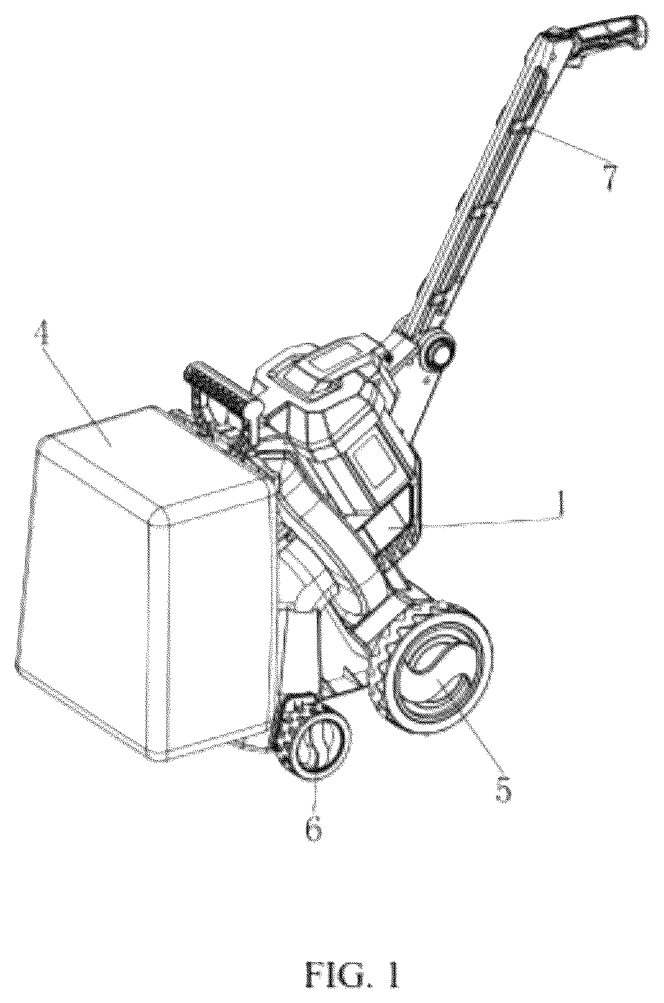 Patent US12302802 Figure 1 – Hand-push leaf suction machine with automatic outage function for toppling