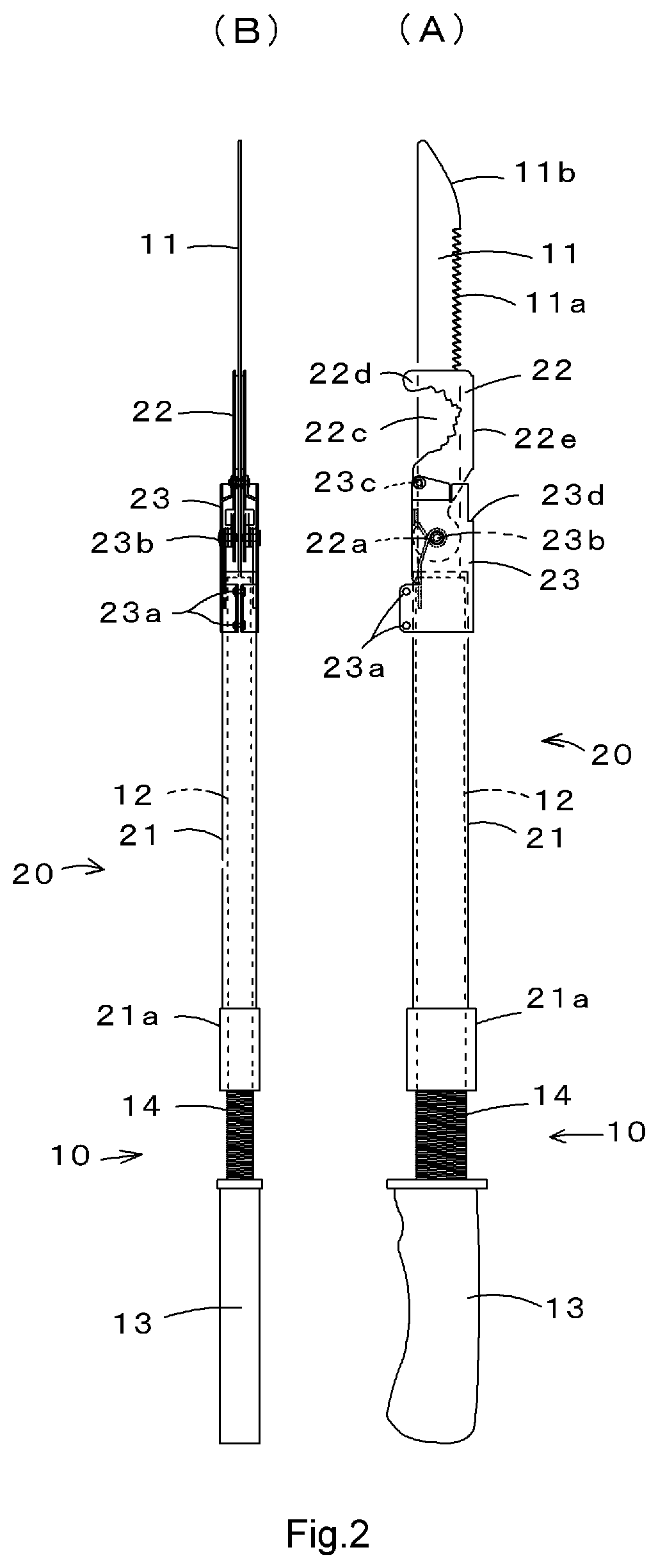 Patent US12302804 Figure 2 – Branch cutting saw