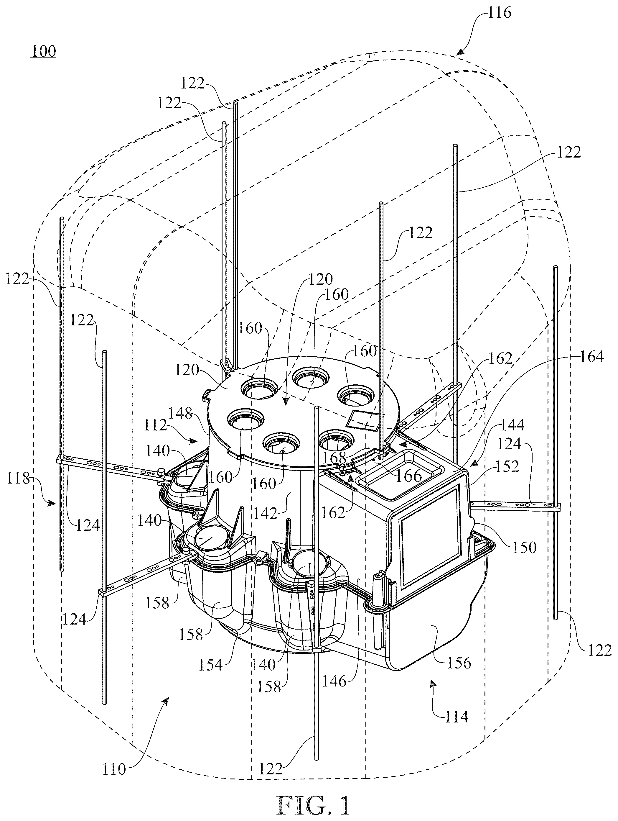 Patent US12302806 Figure 1 – Agricultural grow system to propagate seedlings