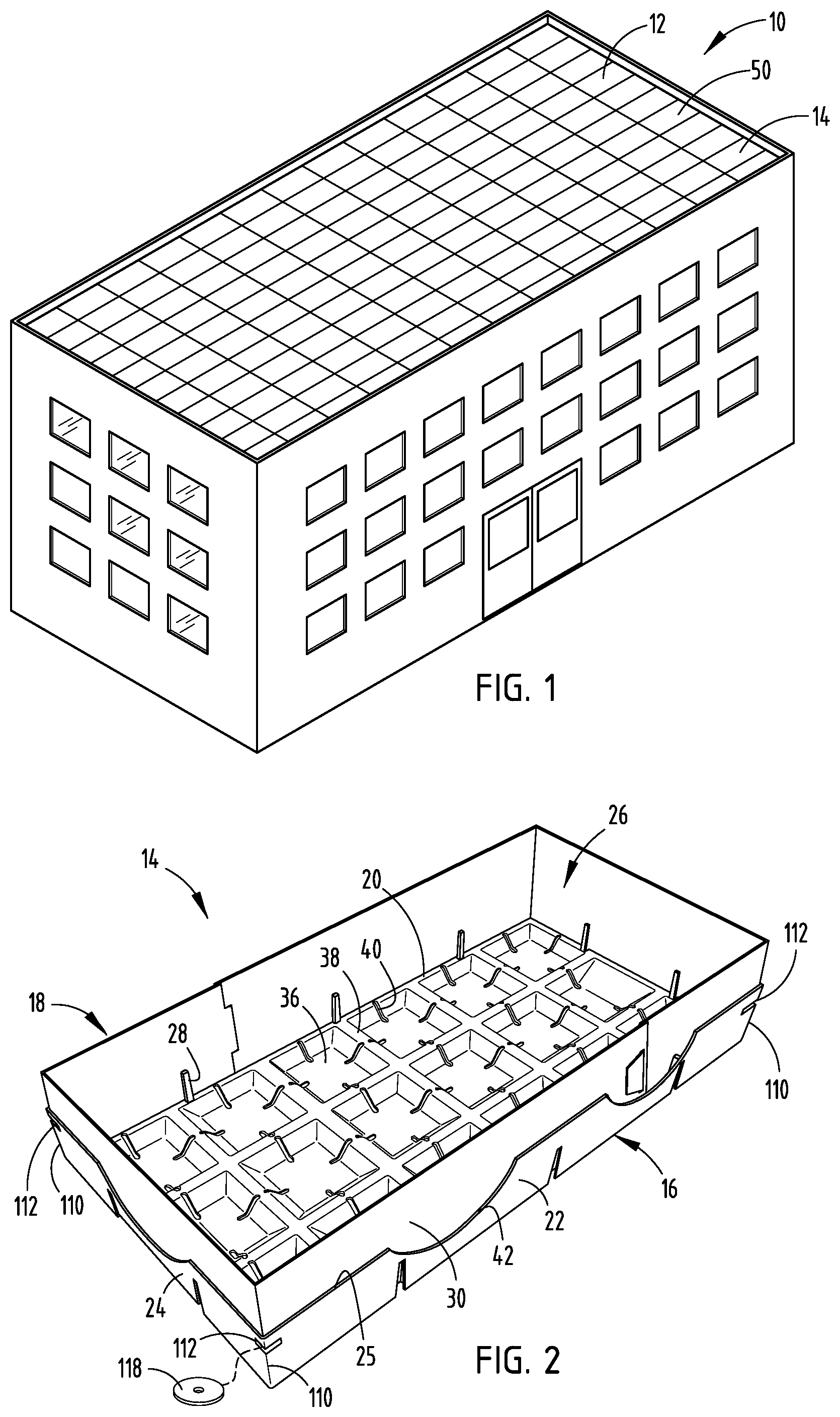 Patent US12302809 Figure 1 – Interlocking modular planting system for roof applications