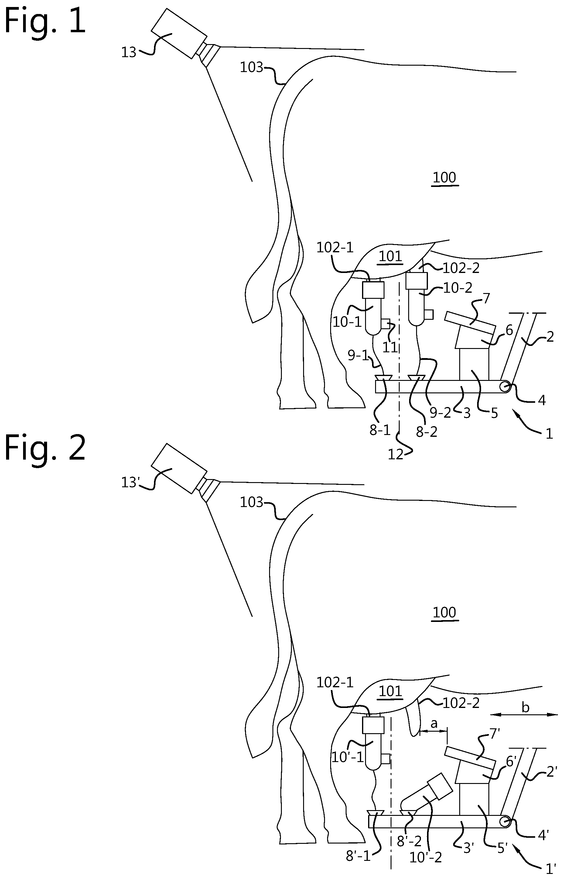 Patent US12302855 Figure 1 – Robot milking device