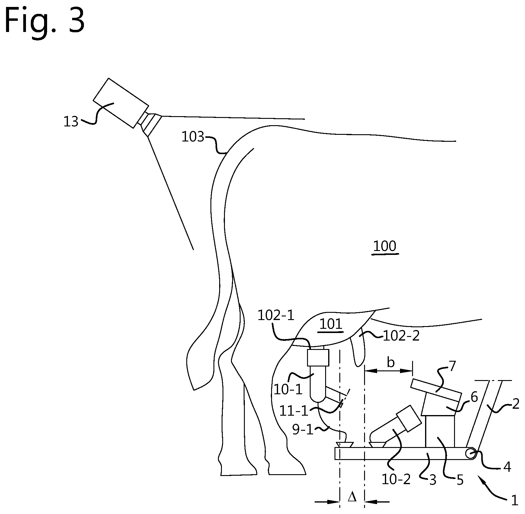 Patent US12302855 Figure 2 – Robot milking device