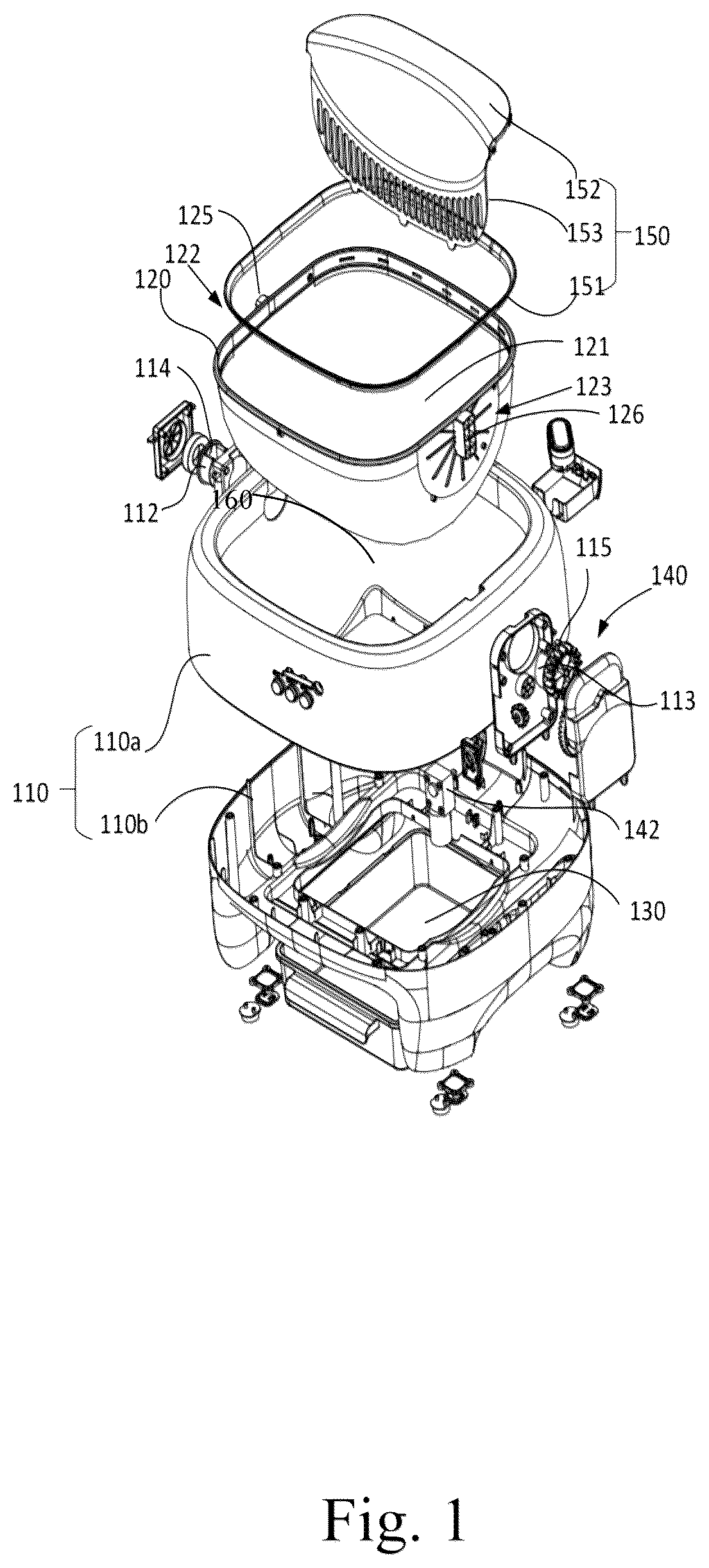 Patent US12302856 Figure 1 – Cat litter box convenient for taking out and locking cat litter bin