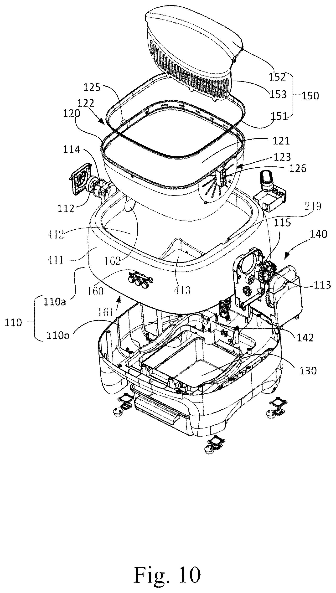 Patent US12302856 Figure 10 – Cat litter box convenient for taking out and locking cat litter bin