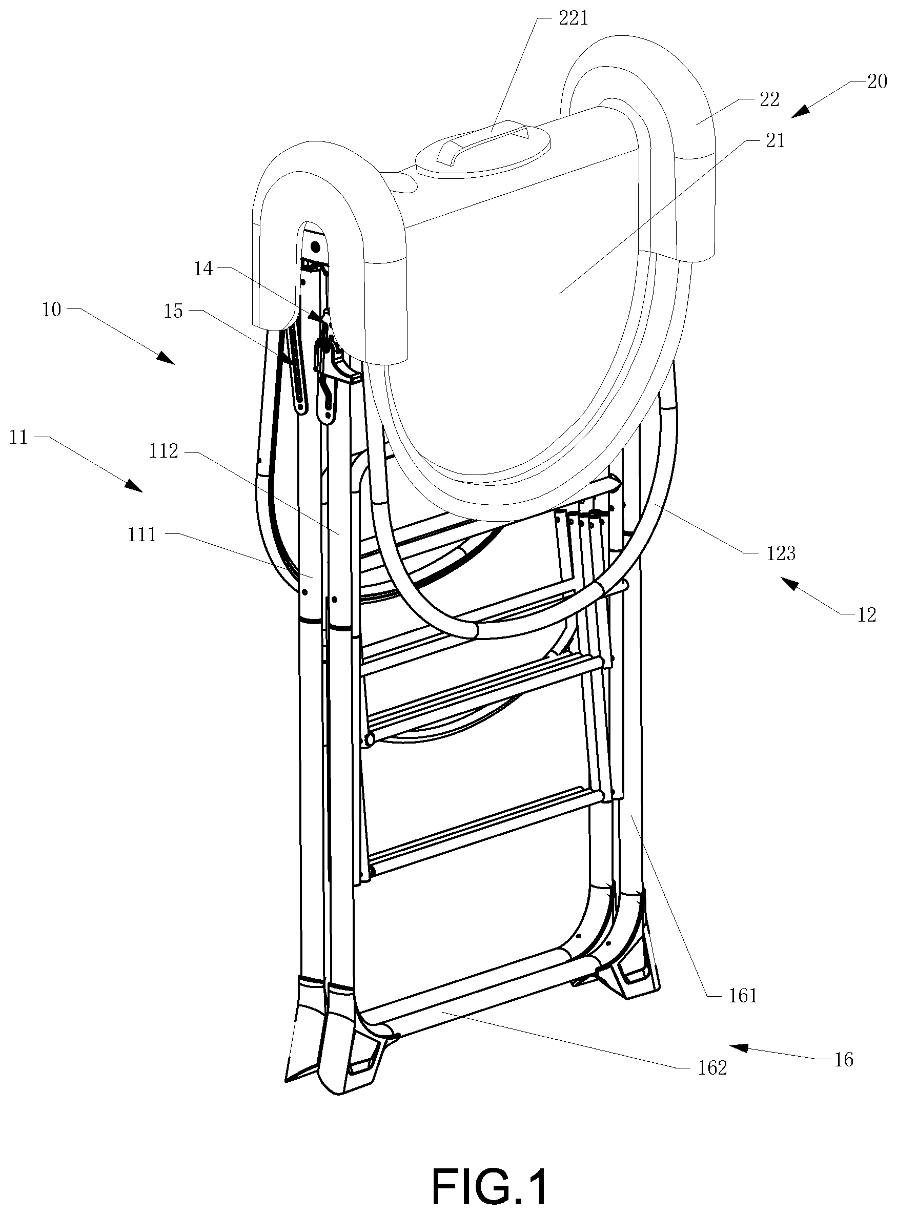 Patent US12302858 Figure 1 – Bath rack