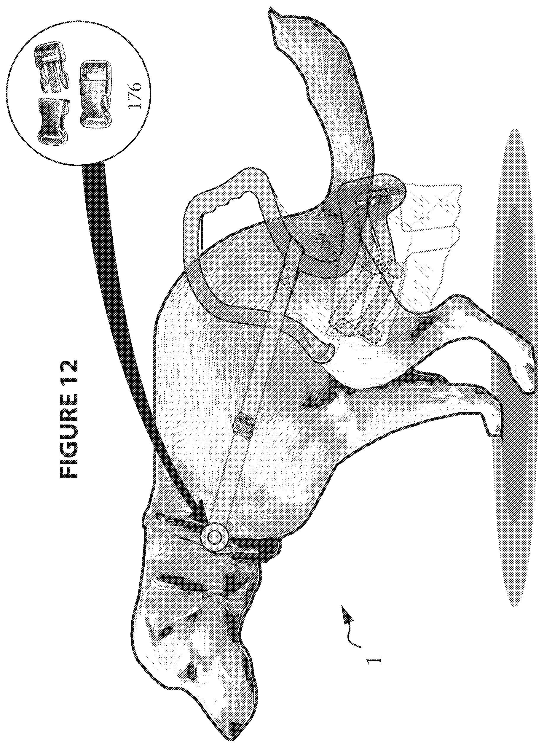 Patent US12302863 Figure 12 – Quick attach/detach form-fitting pet potty handle with rapid-deploy/disposable waste receptacle/bag and method for using same