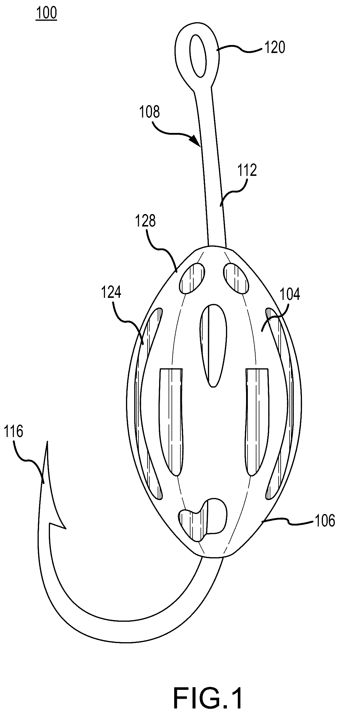 Patent US12302878 Figure 1 – Devices and methods for retaining fish bait