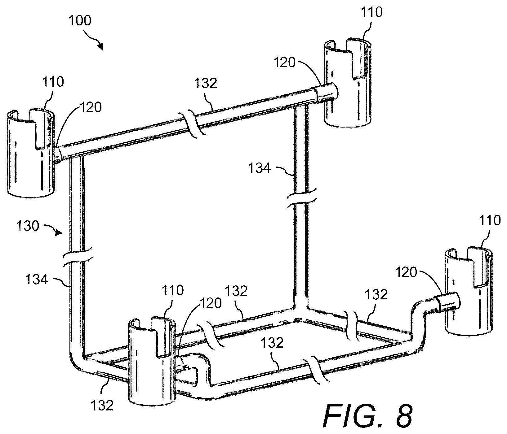 Patent US12302882 Figure 8 – Fishing rod holder system