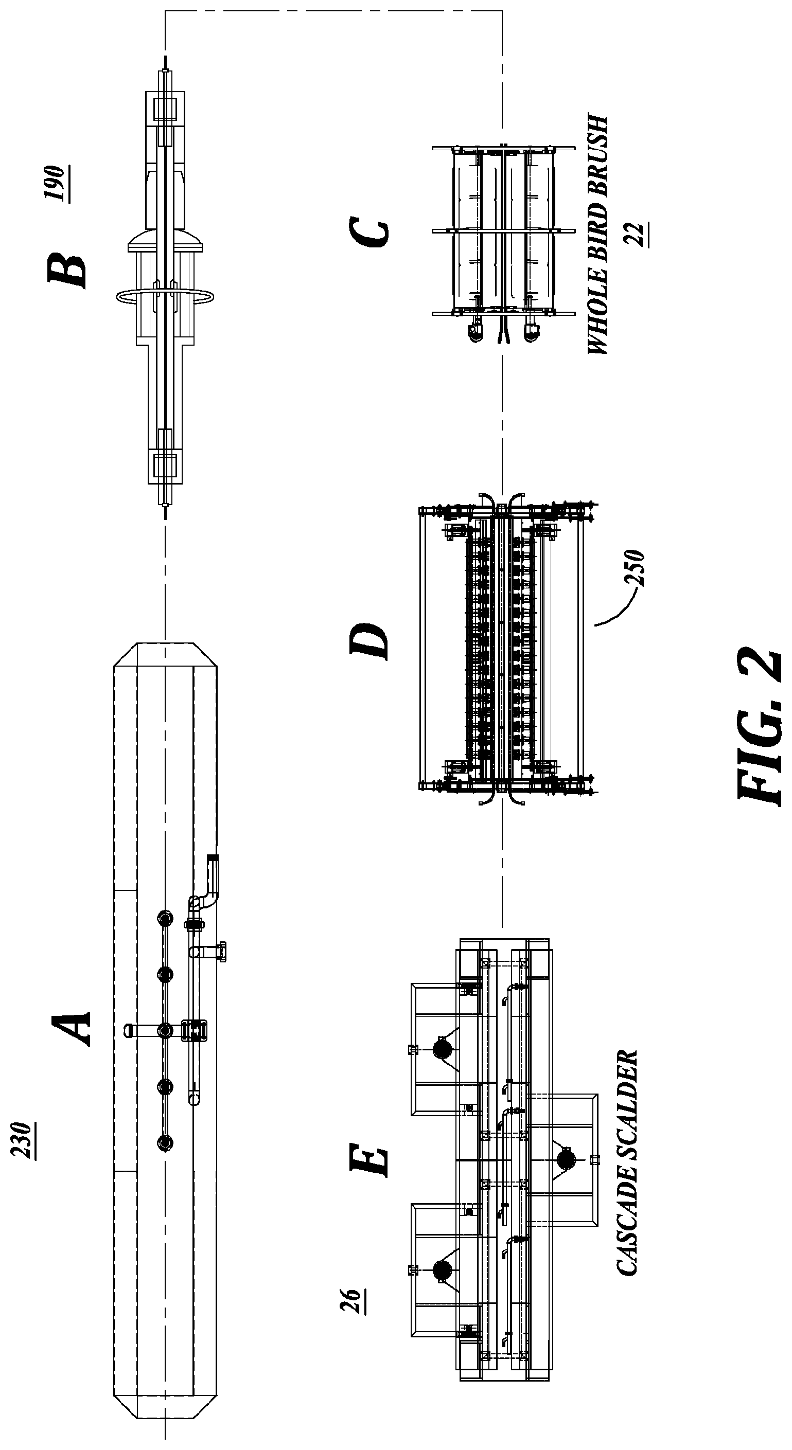 Patent US12302914 Figure 2 – Removing feathers from poultry carcasses