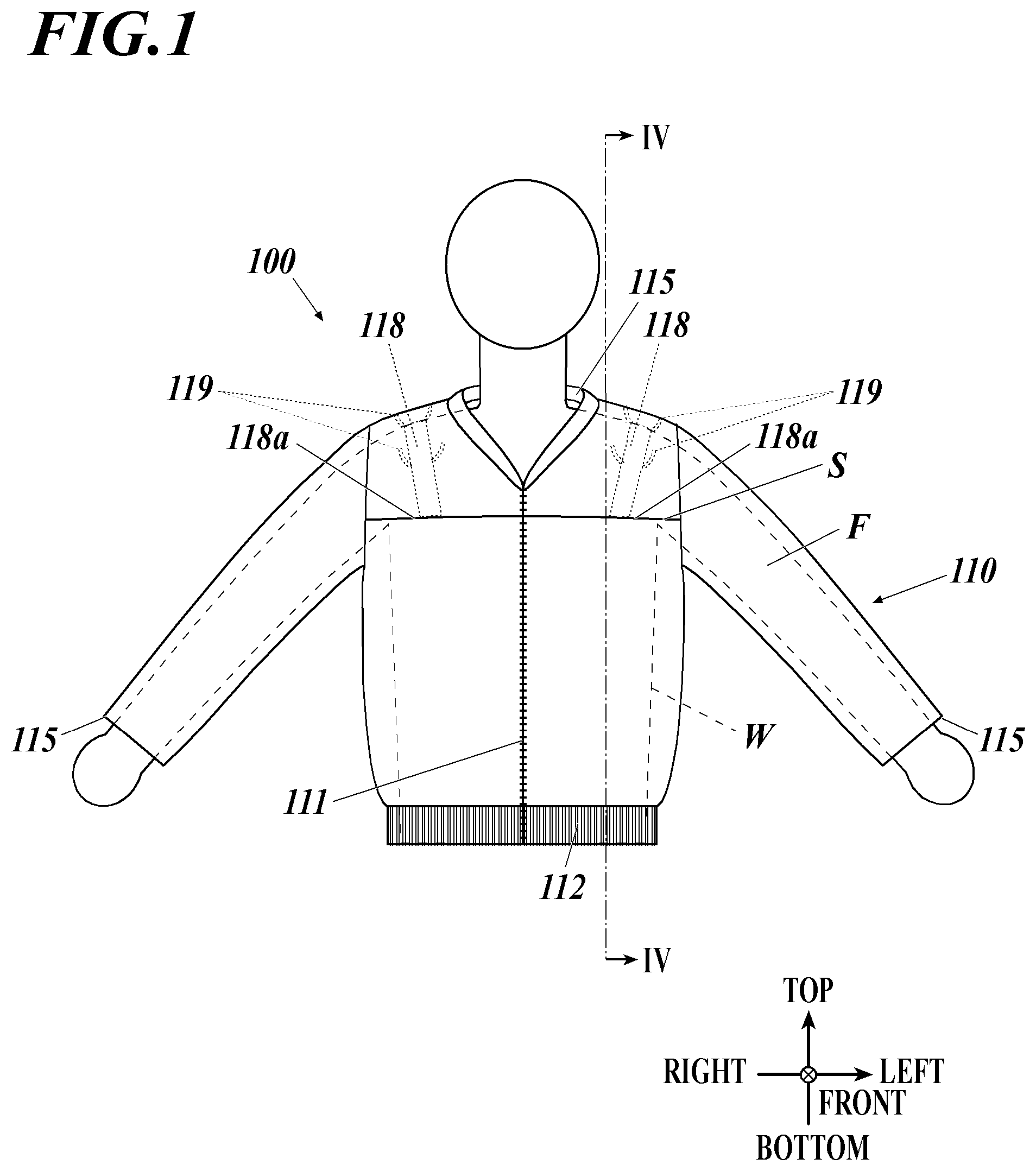 Patent US12302958 Figure 1 – Body of air-conditioning garment and air- conditioning garment