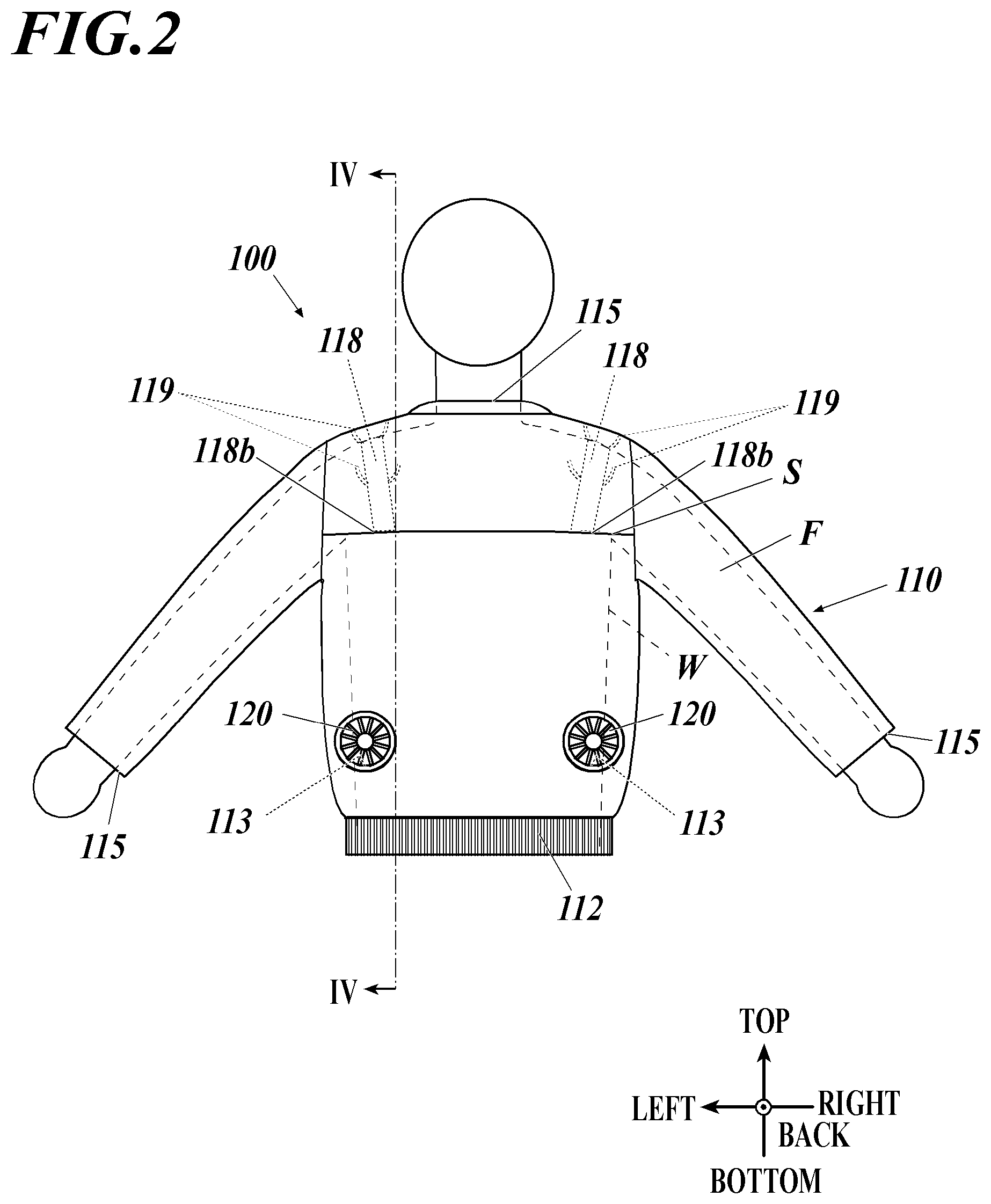Patent US12302958 Figure 2 – Body of air-conditioning garment and air- conditioning garment