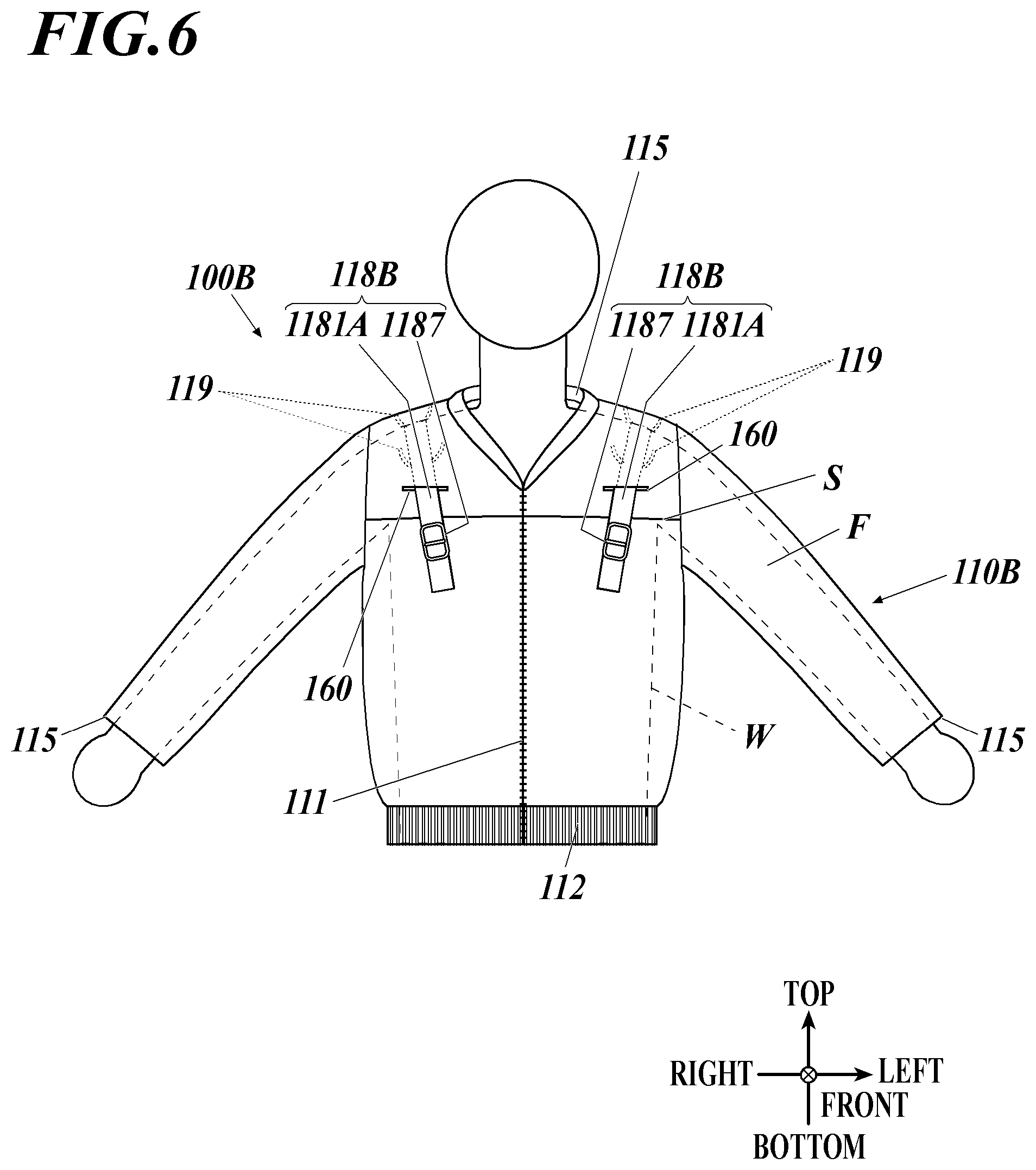 Patent US12302958 Figure 6 – Body of air-conditioning garment and air- conditioning garment