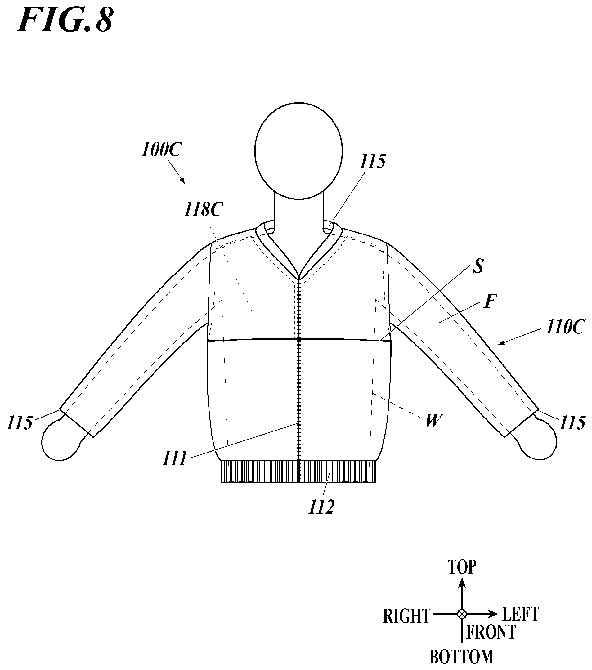 Patent US12302958 Figure 8 – Body of air-conditioning garment and air- conditioning garment