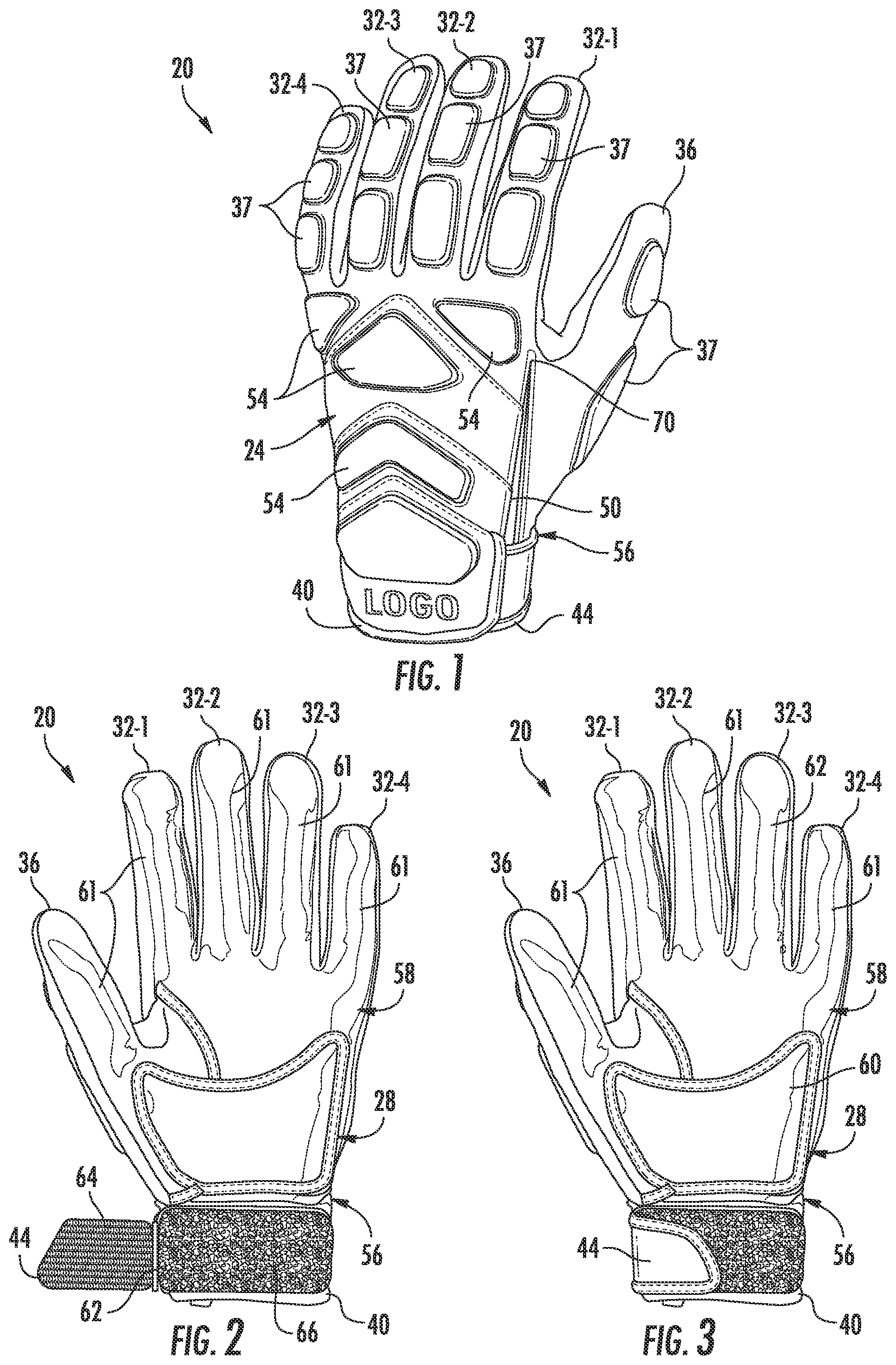 Patent US12302966 — Sports glove — Figure 1