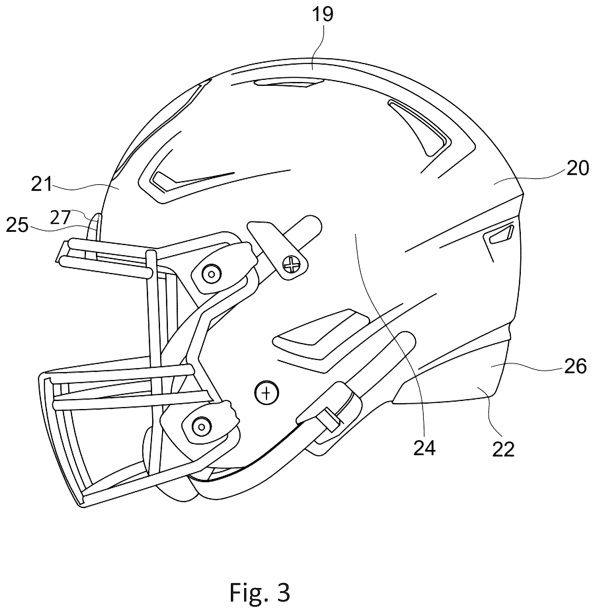 Patent US12302974 Figure 3 – Bumper cover for sports helmet