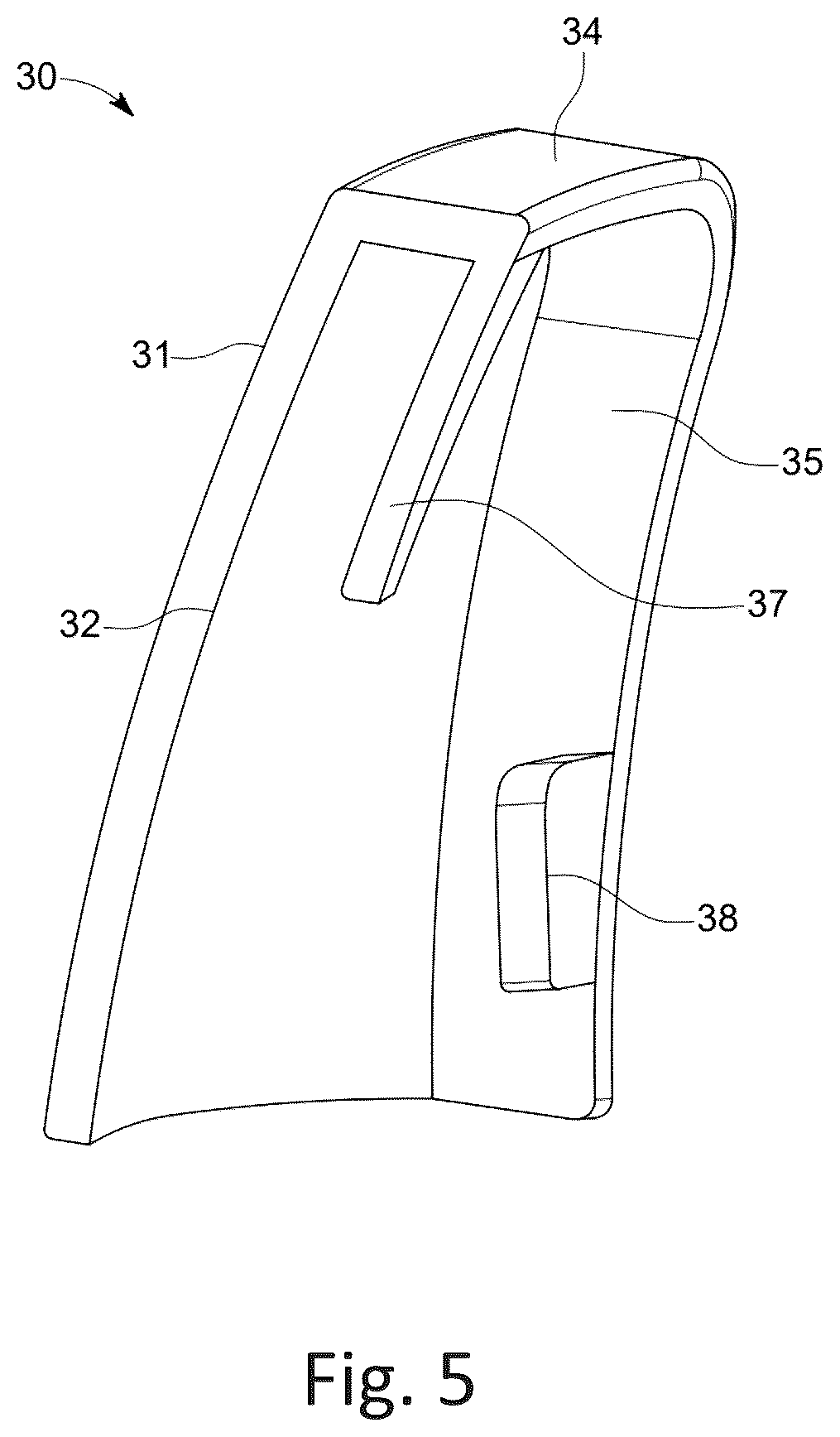 Patent US12302974 Figure 5 – Bumper cover for sports helmet