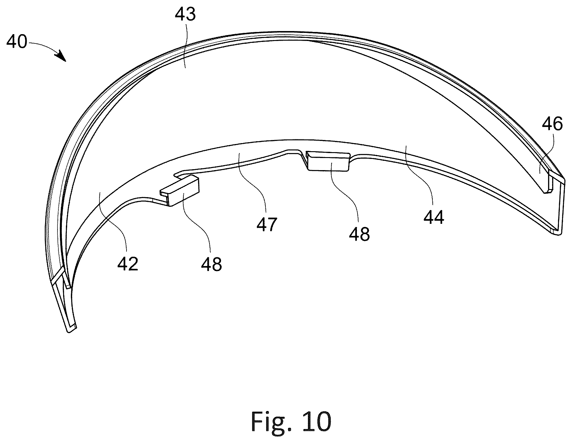 Patent US12302974 Figure 10 – Bumper cover for sports helmet