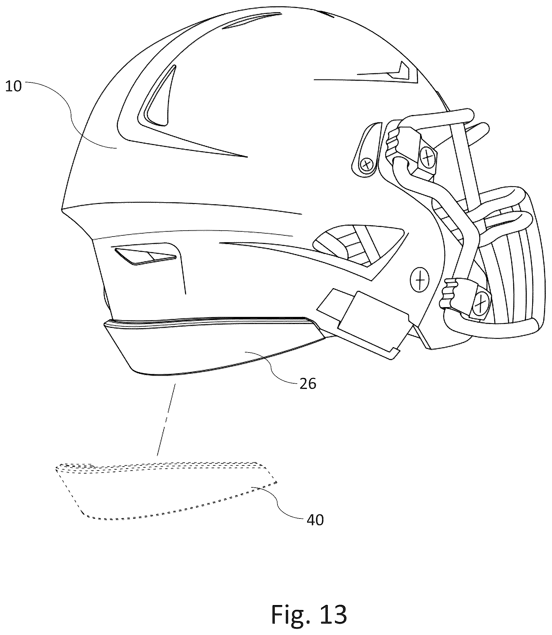 Patent US12302974 Figure 12 – Bumper cover for sports helmet