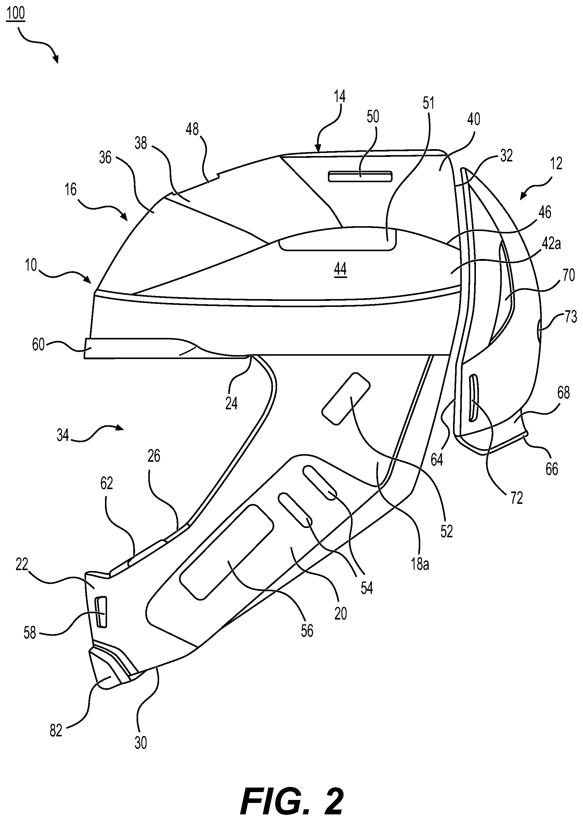 Patent US12302975 Figure 2 – Protective headgear
