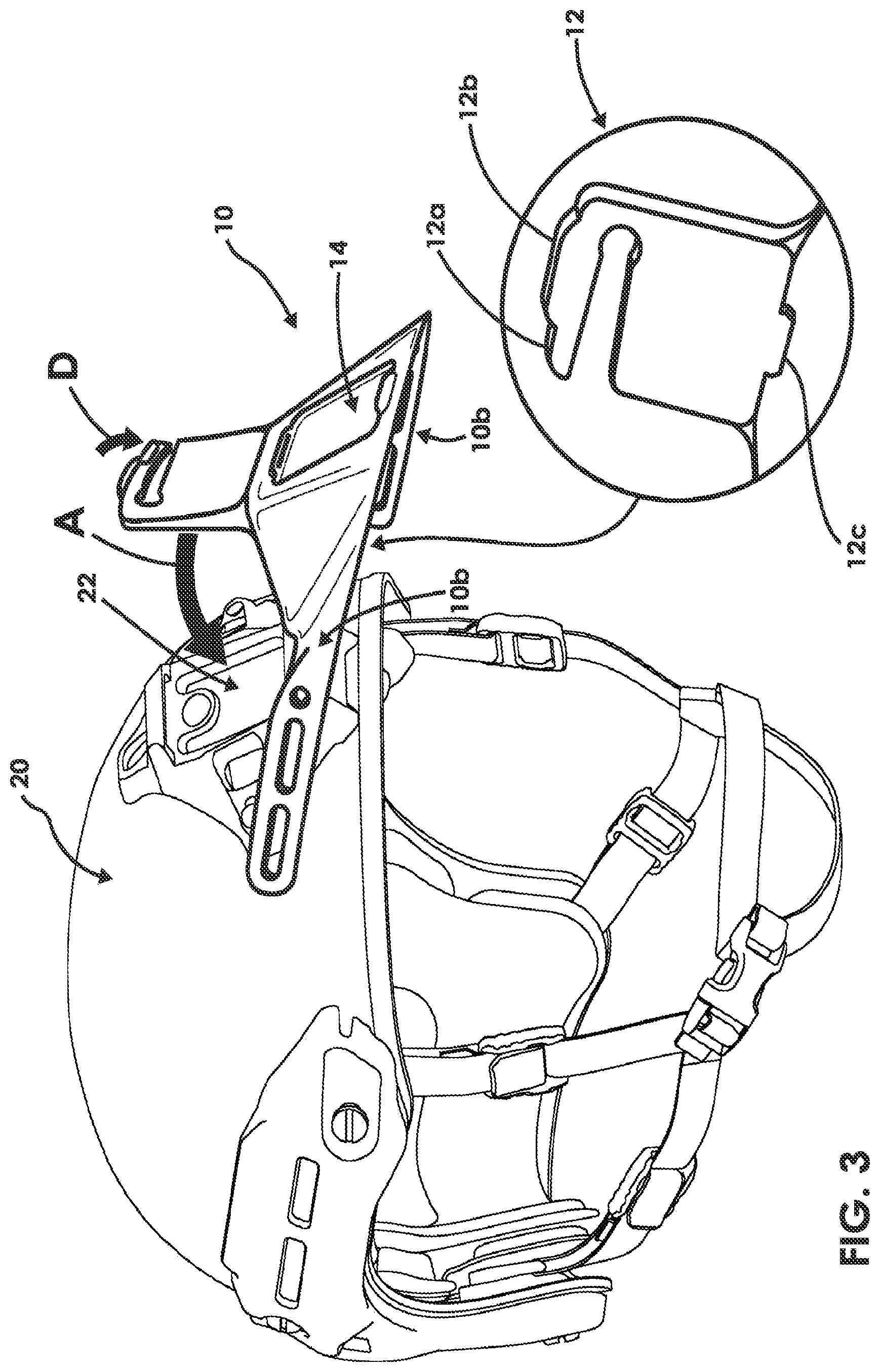 Patent US12302976 Figure 4 – Removable visor for a helmet