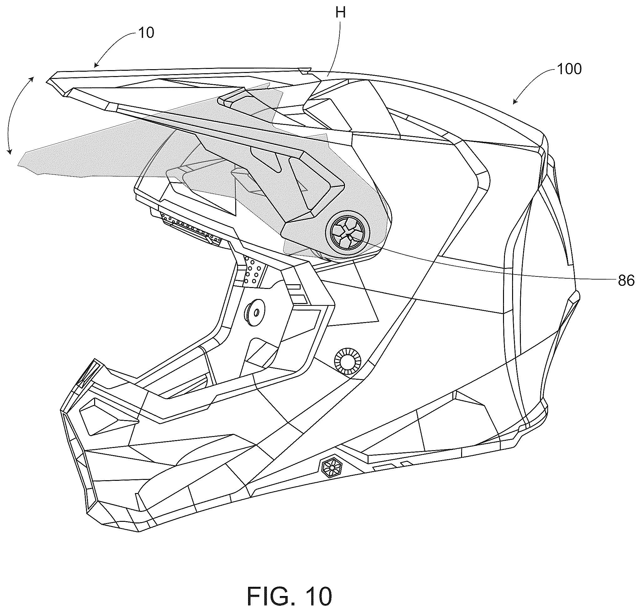 Patent US12302978 Figure 7 – Breakaway visor