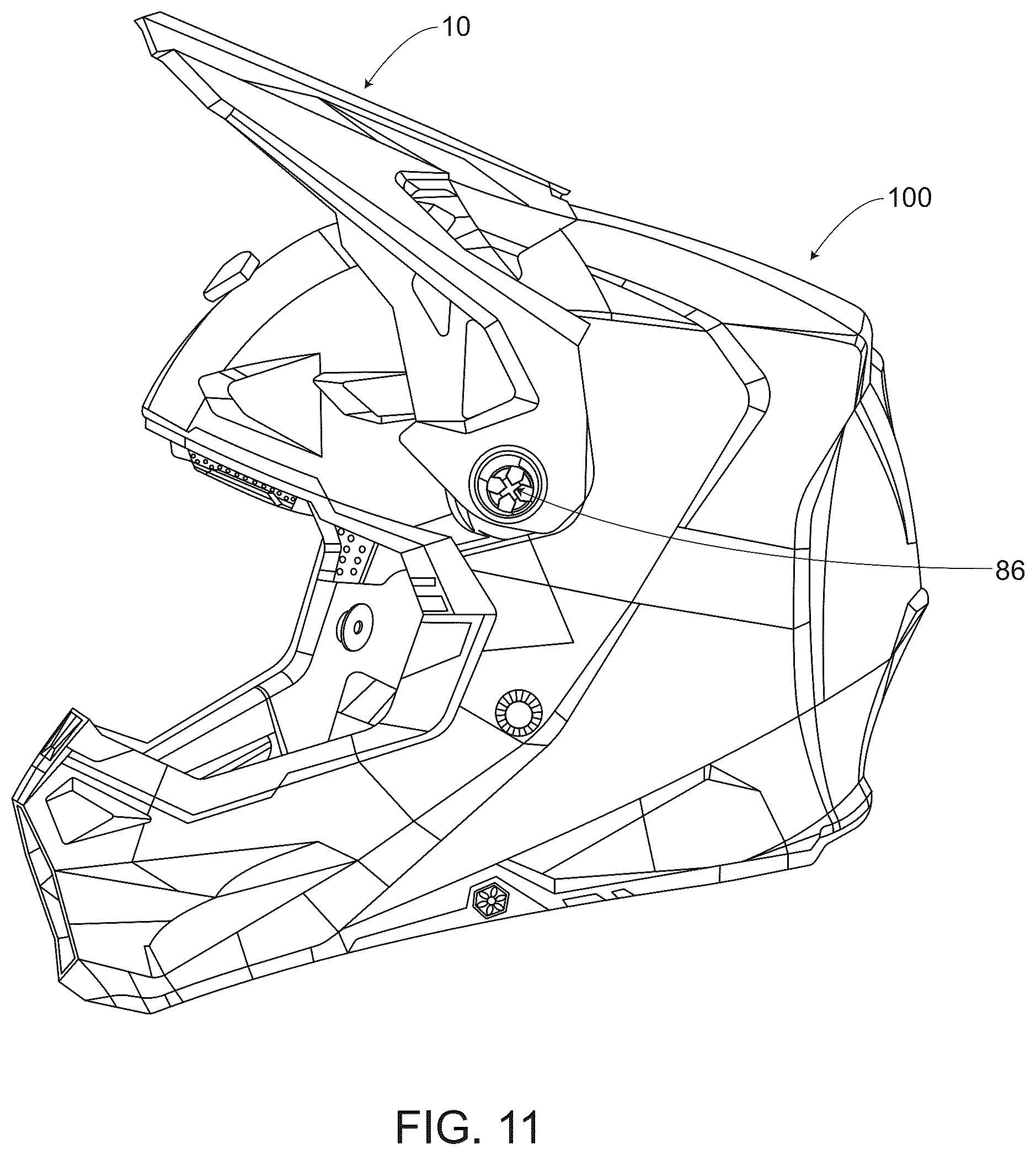 Patent US12302978 Figure 8 – Breakaway visor