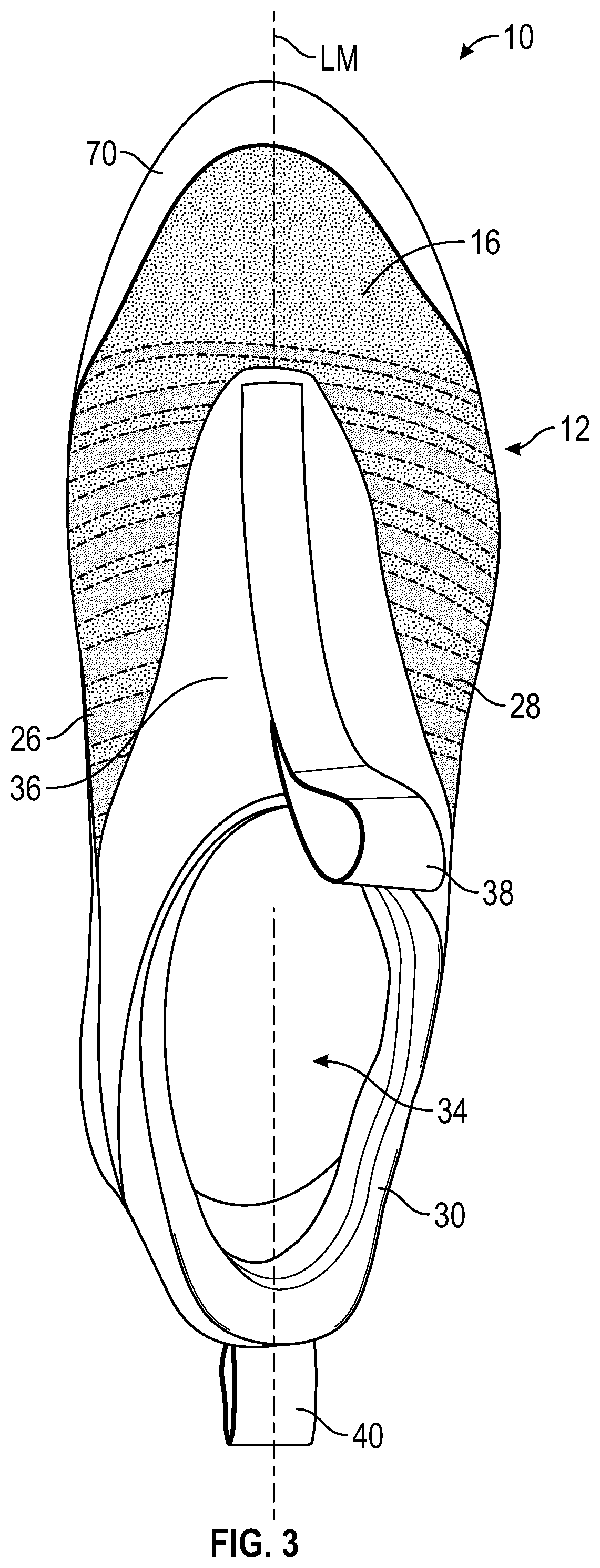 Patent US12302979 Figure 3 – Footwear upper having a unitary knit structure and method of manufacturing