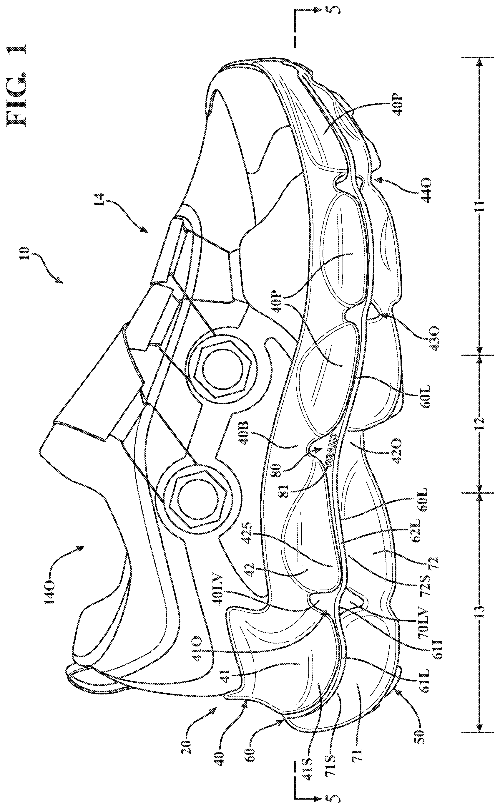 Patent US12302980 Figure 1 – Footwear sole and related method of use