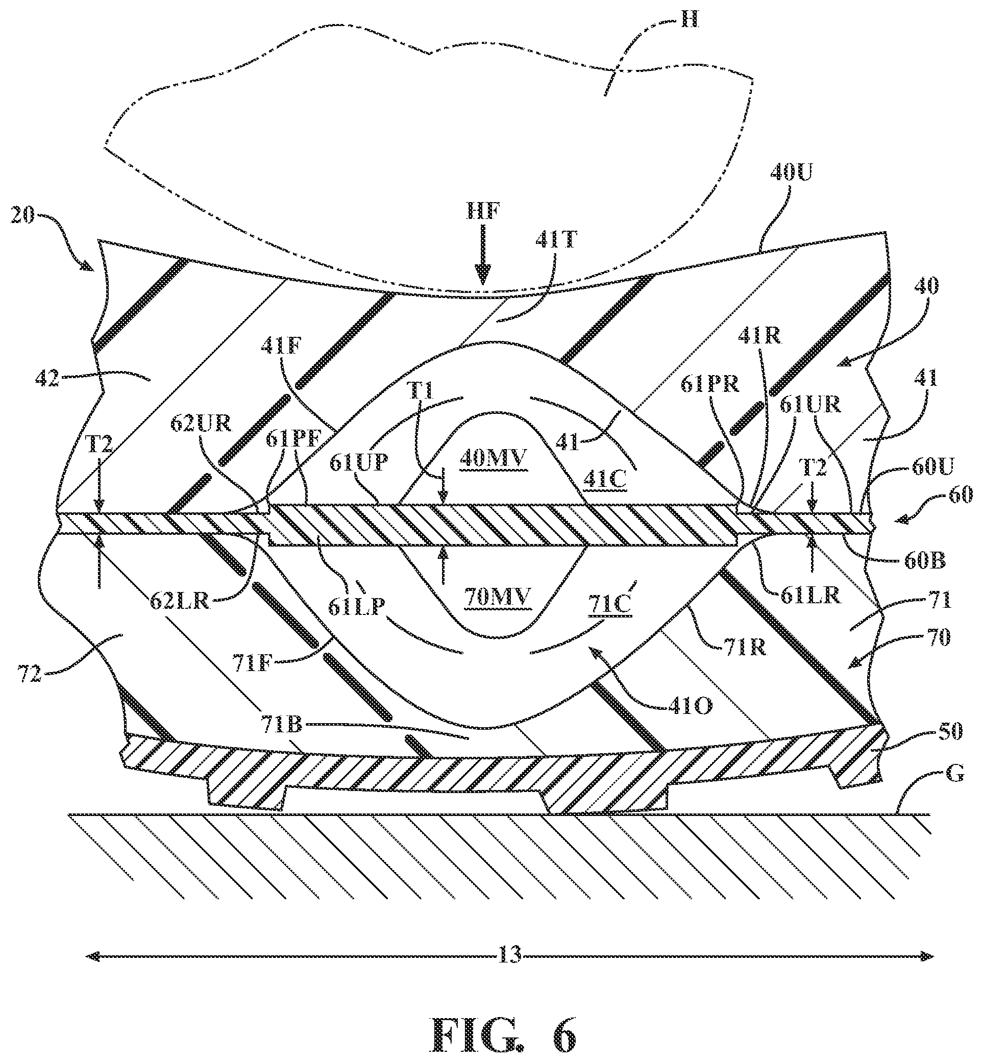 Patent US12302980 Figure 6 – Footwear sole and related method of use