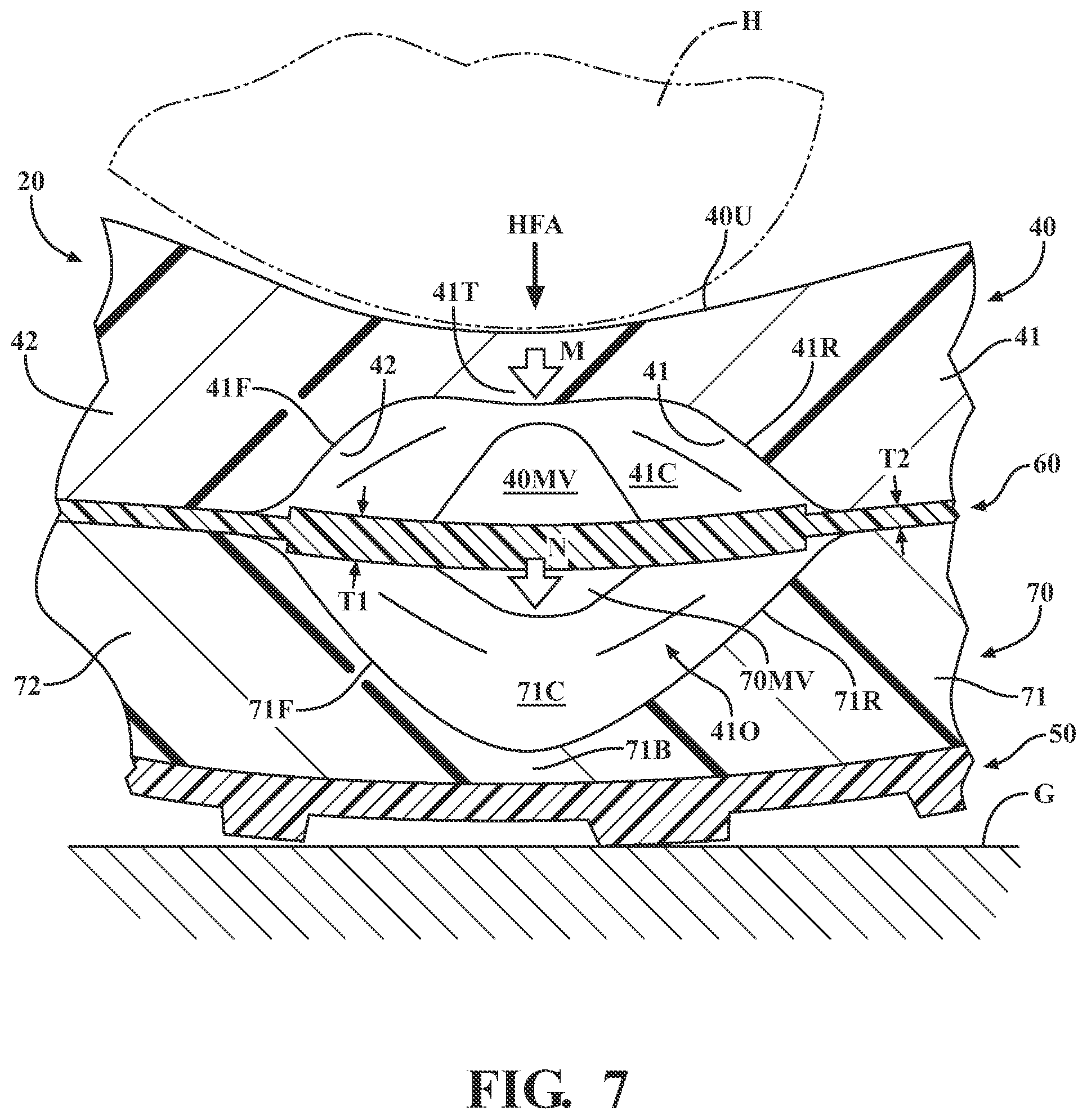 Patent US12302980 Figure 7 – Footwear sole and related method of use
