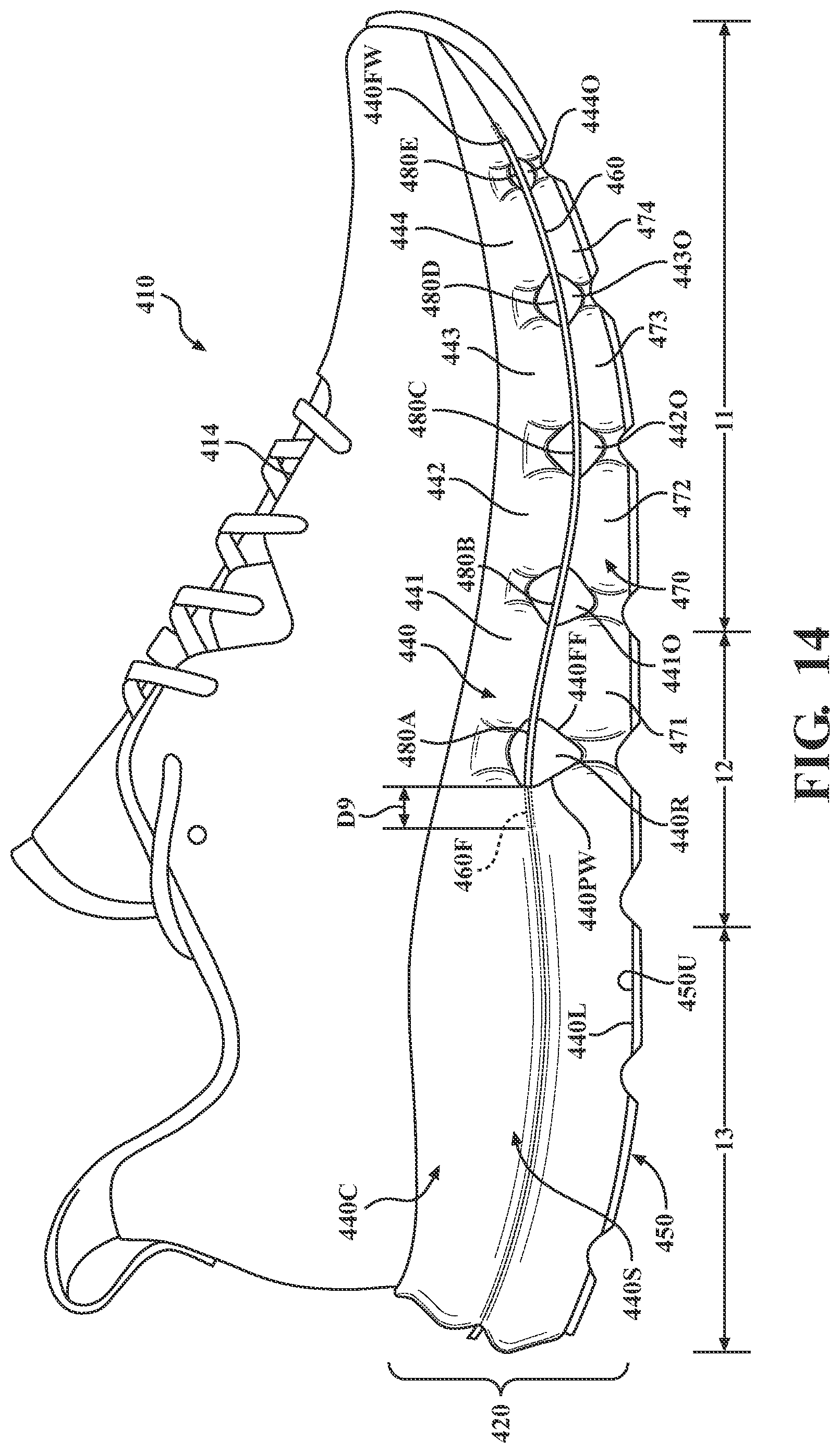 Patent US12302980 Figure 14 – Footwear sole and related method of use