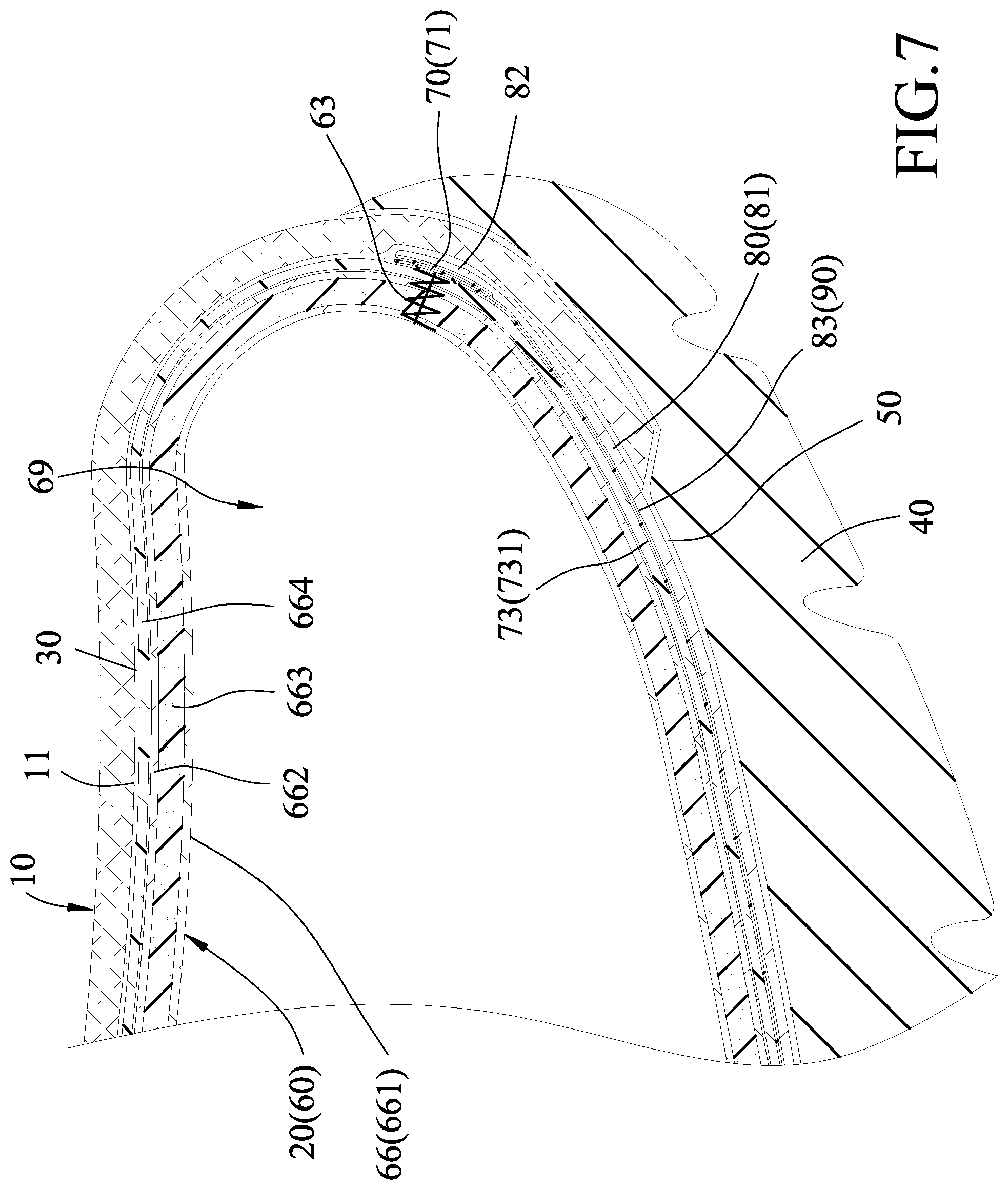 Patent US12302989 Figure 7 – Moisture-permeable waterproof shoe