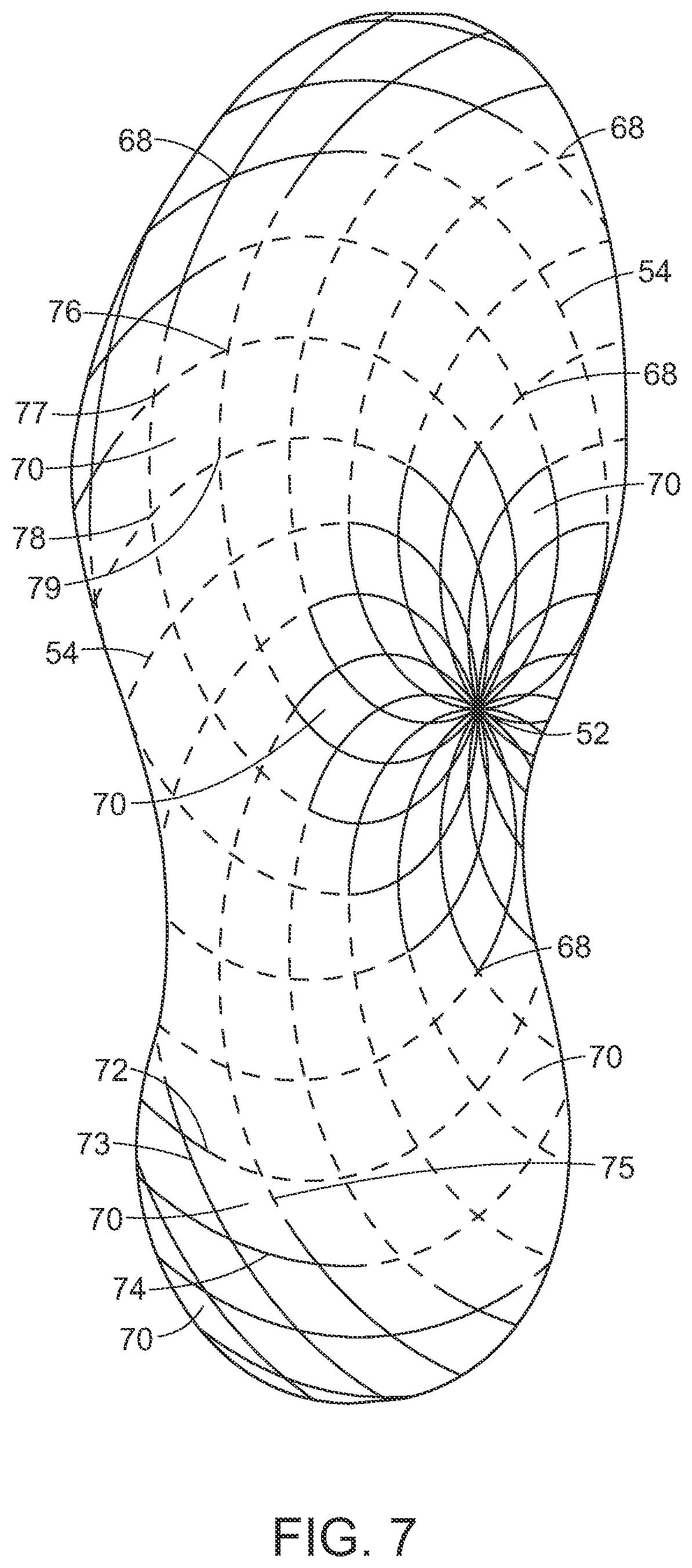 Patent US12302990 Figure 8 – Golf shoe having outsole with multi-surface traction zones