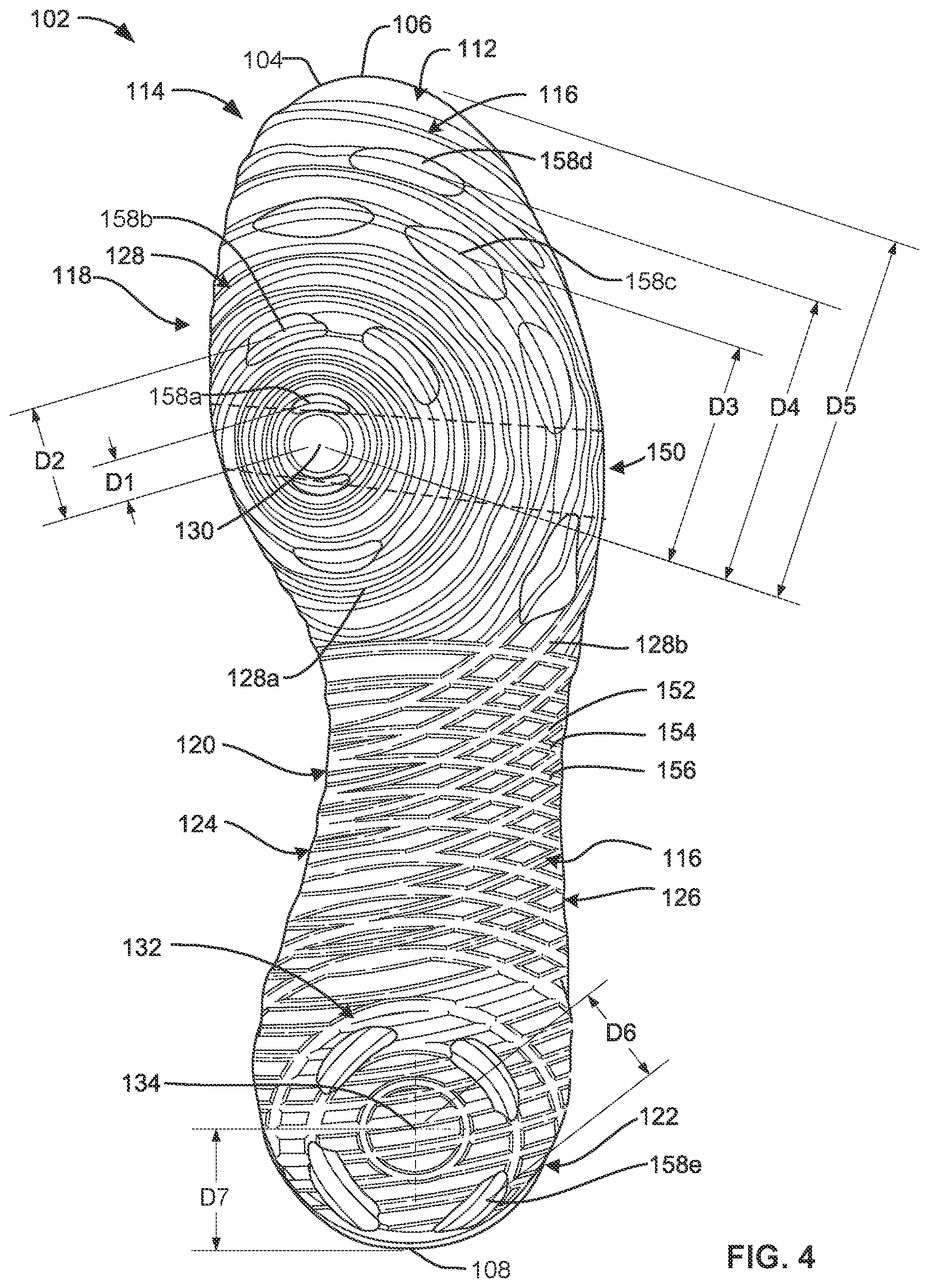 Patent US12302994 Figure 4 – Outsole pattern for an article of footwear