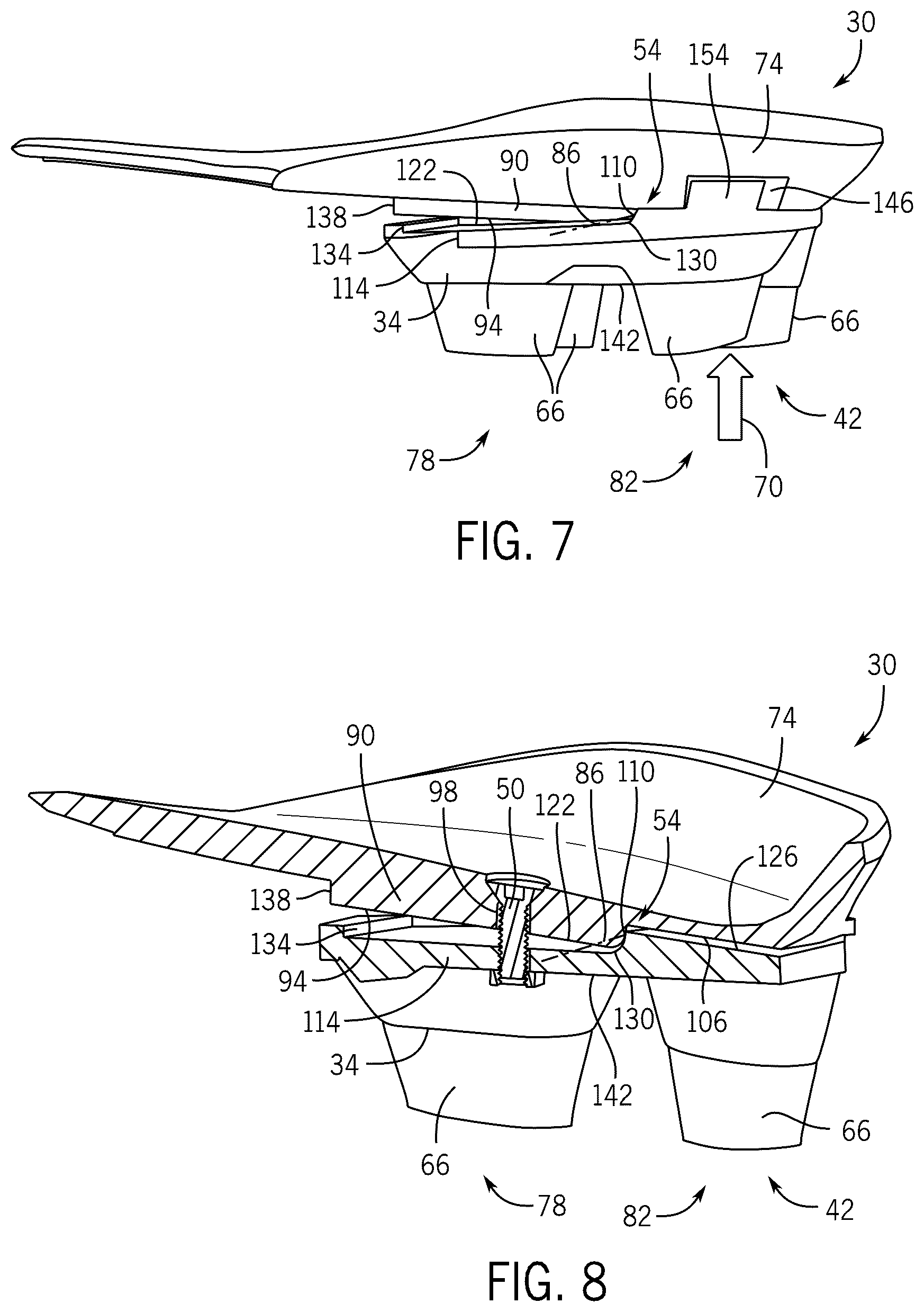 Patent US12302995 Figure 7 – Shoe with breakaway portion to mitigate risk of injury