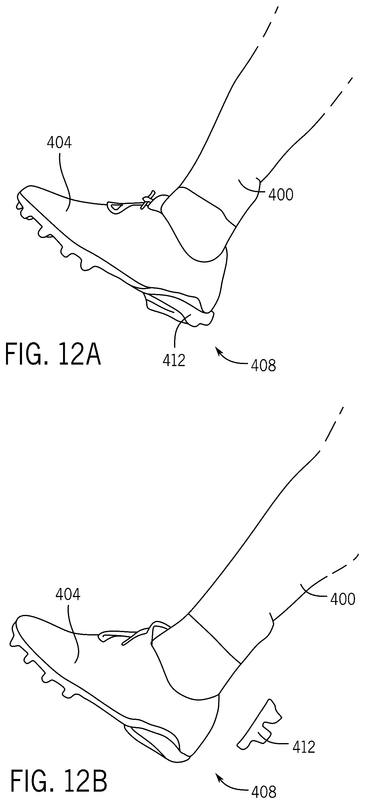 Patent US12302995 Figure 10 – Shoe with breakaway portion to mitigate risk of injury
