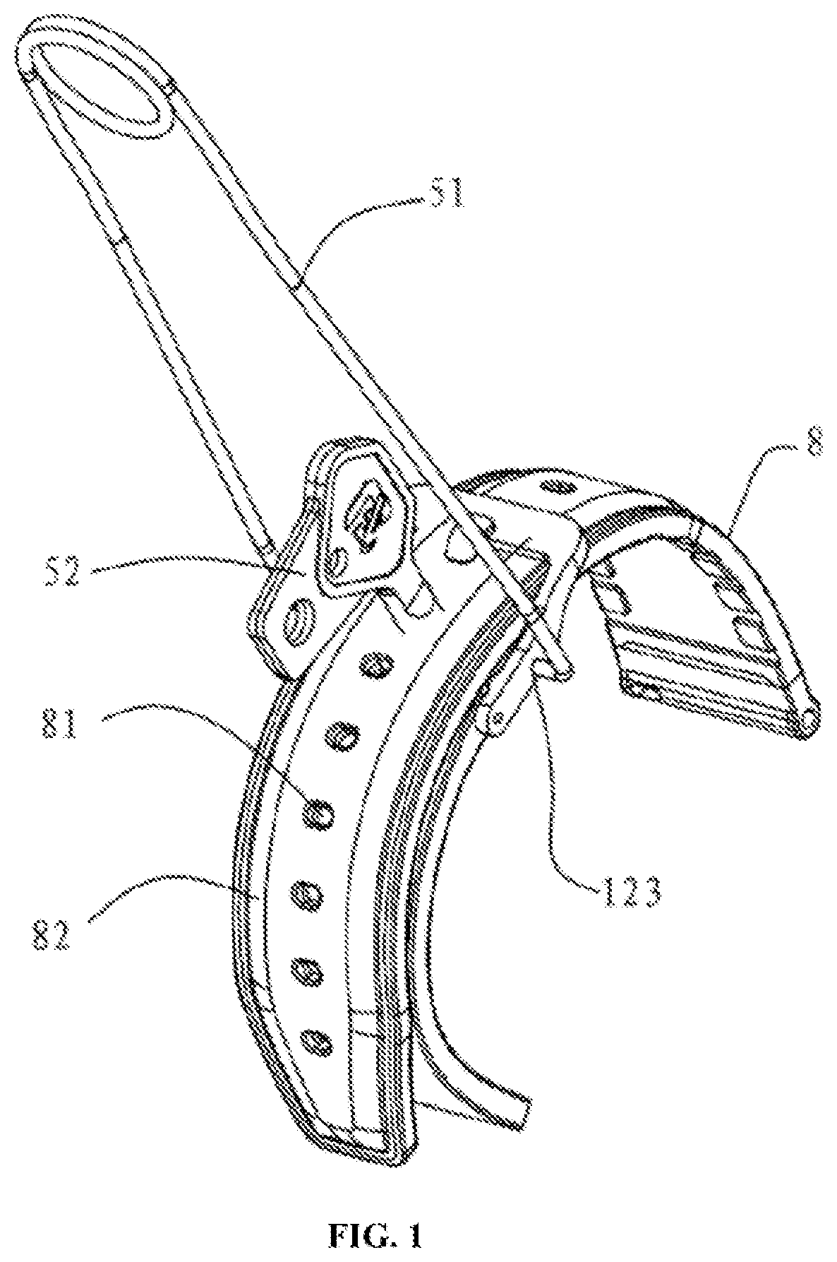 Patent US12303001 Figure 1 – Watch strap buckle with hidden locking device
