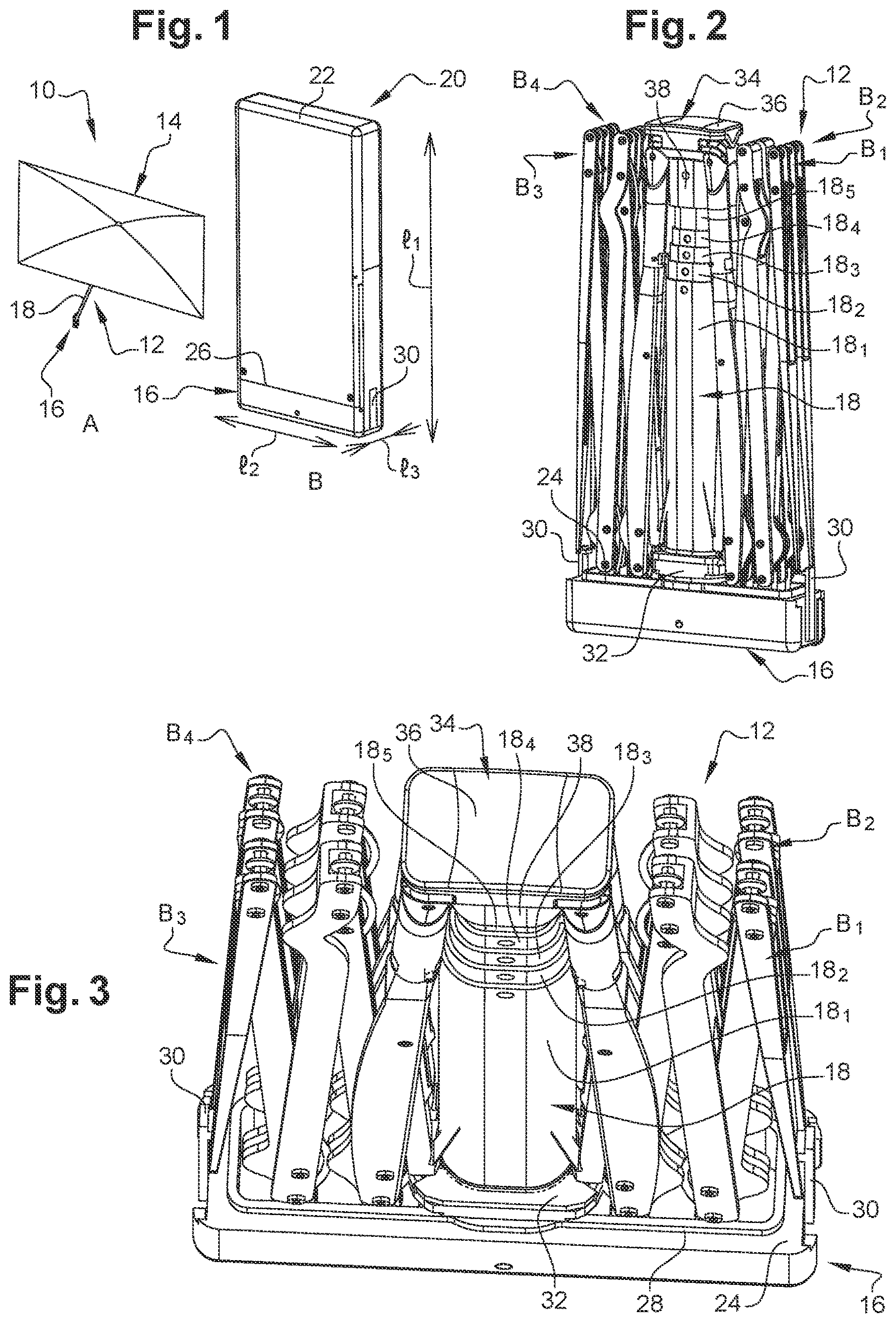 Patent US12303003 Figure 1 – Frame for bad weather and/or sun protection device