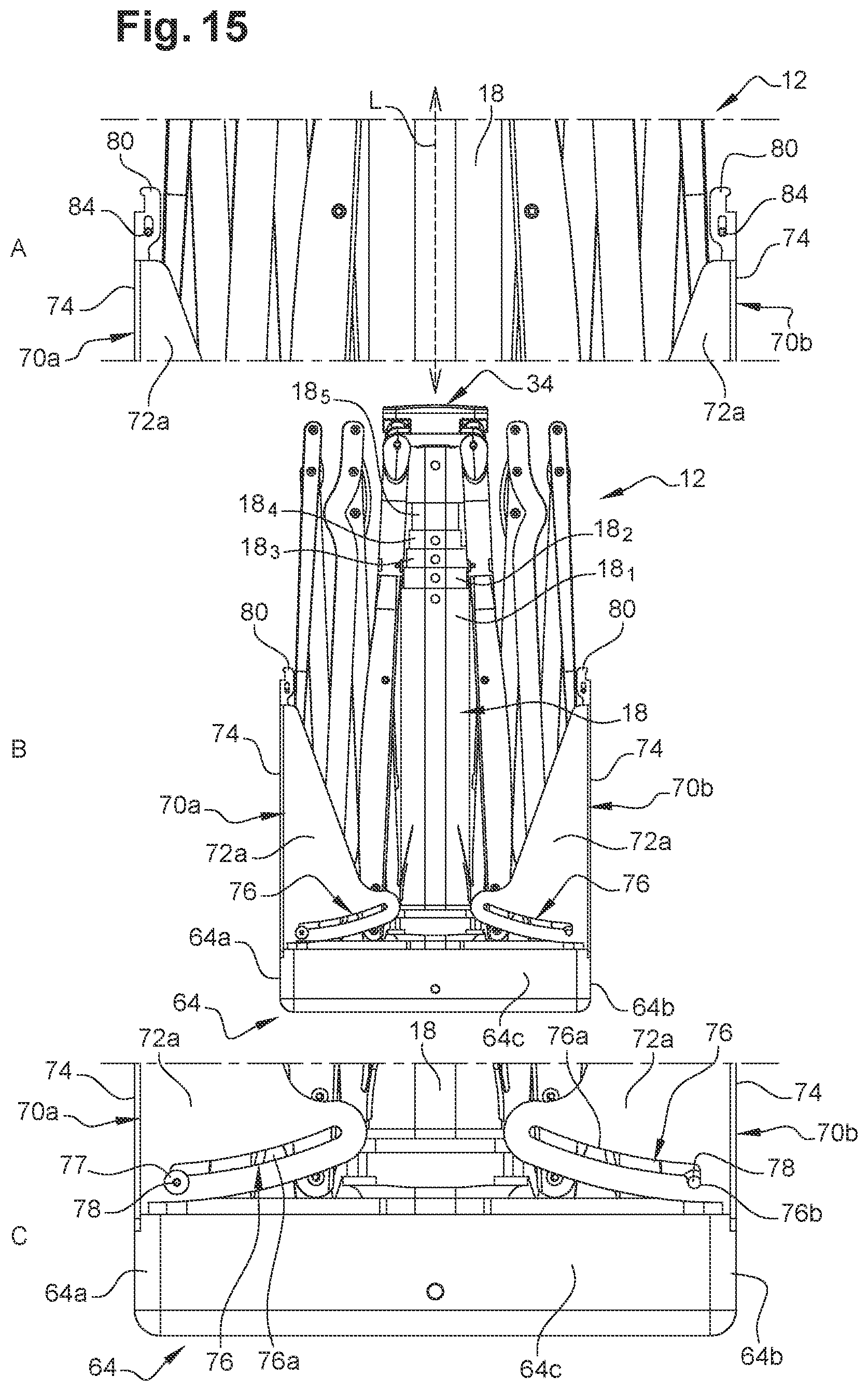 Patent US12303003 Figure 8 – Frame for bad weather and/or sun protection device
