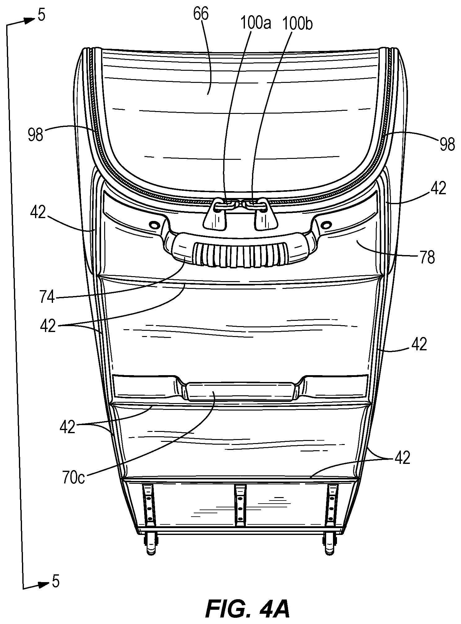 Patent US12303007 Figure 4 – Rolling collapsible travel luggage