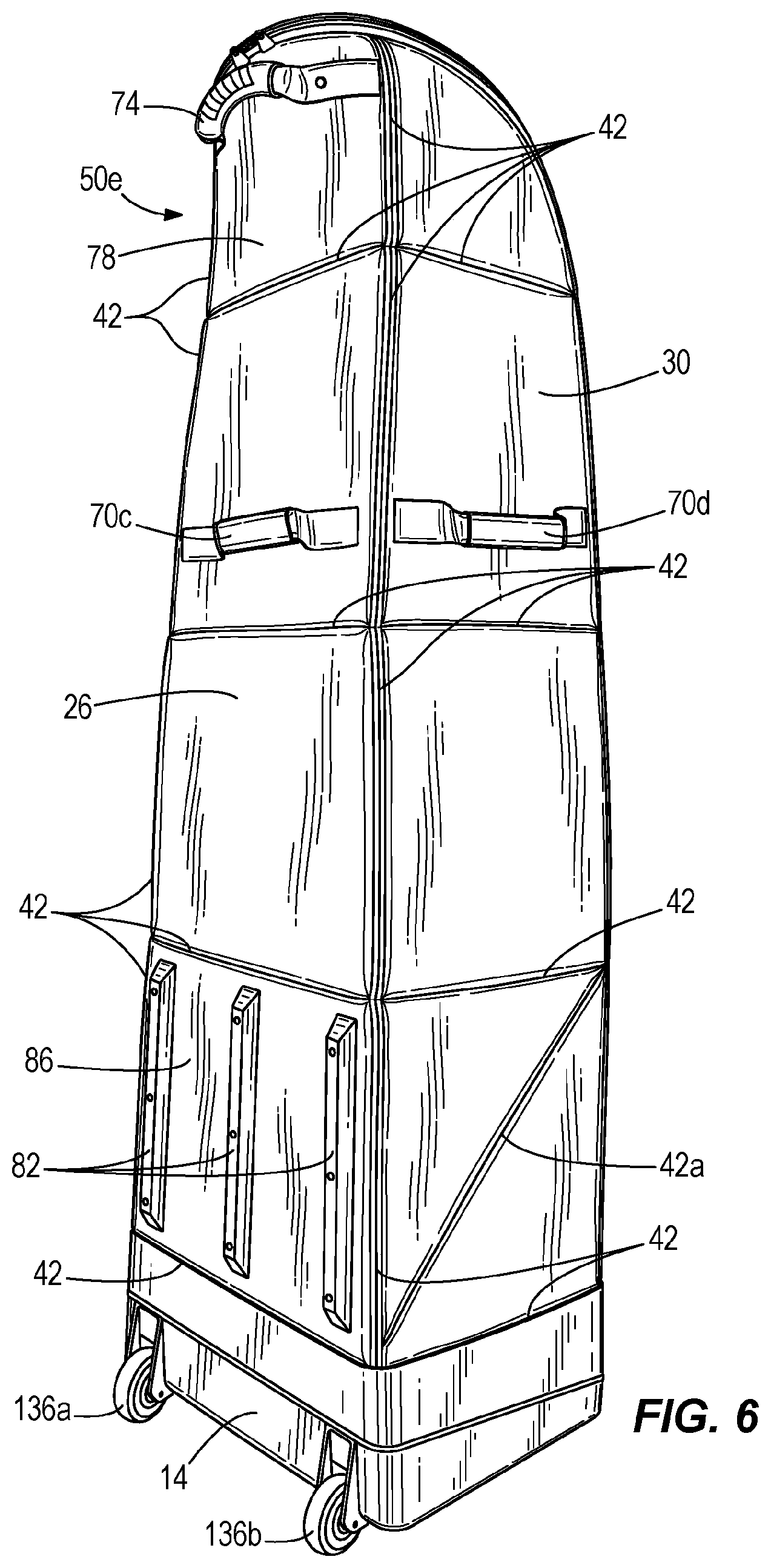 Patent US12303007 Figure 7 – Rolling collapsible travel luggage