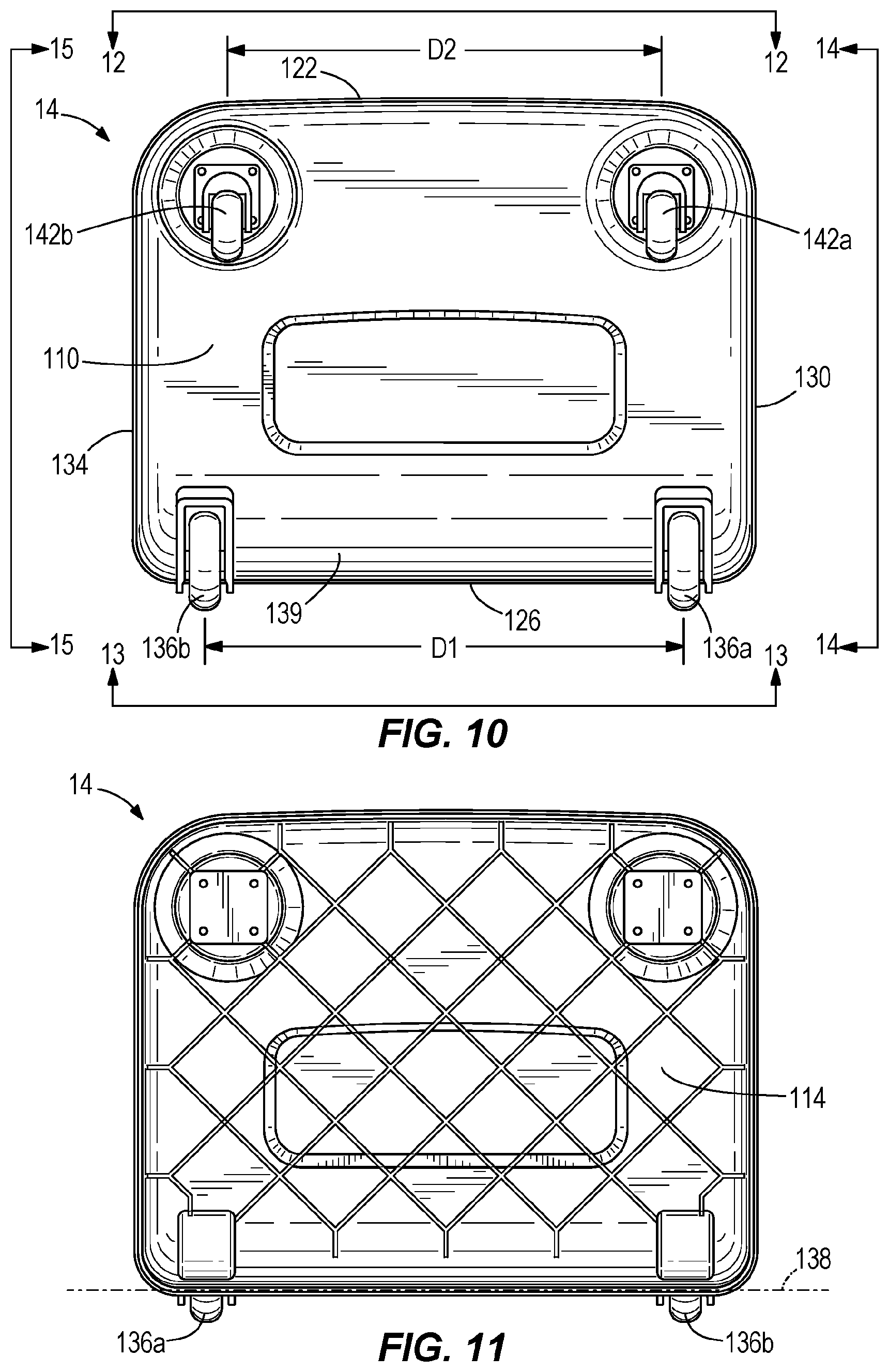 Patent US12303007 Figure 12 – Rolling collapsible travel luggage